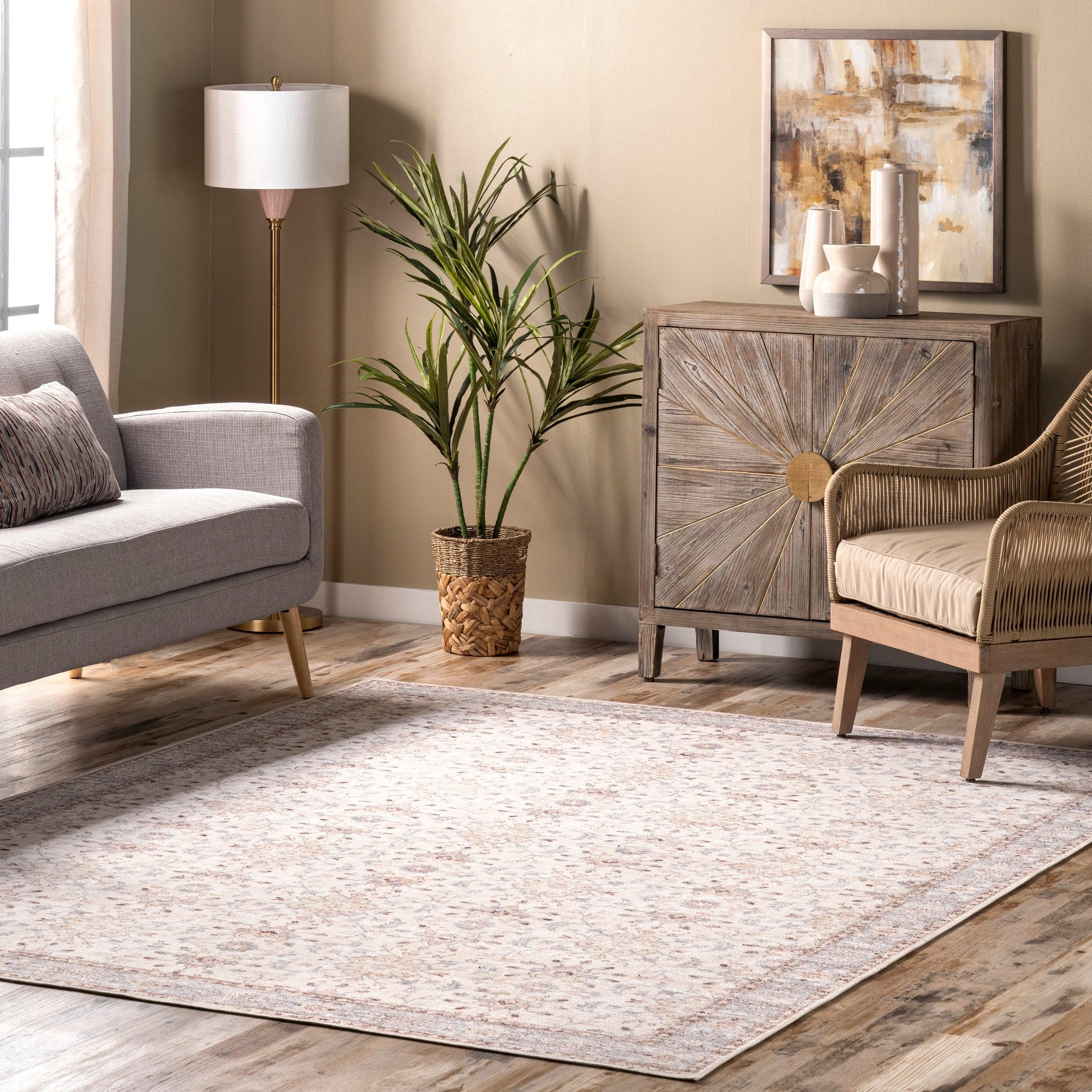 Gemma Machine Washable Transitional Floral Area Rug - Remutear