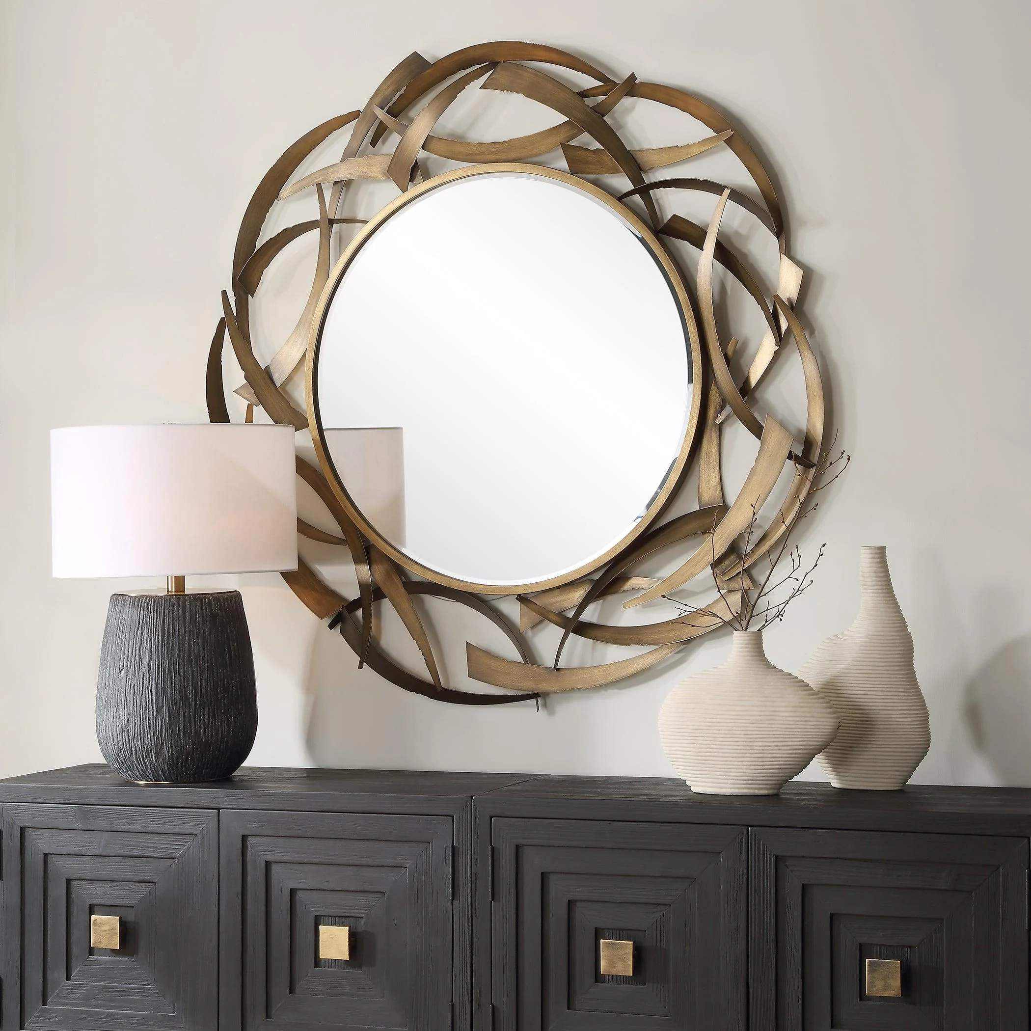 Cutting Edge Bronze Round Mirror - Remutear