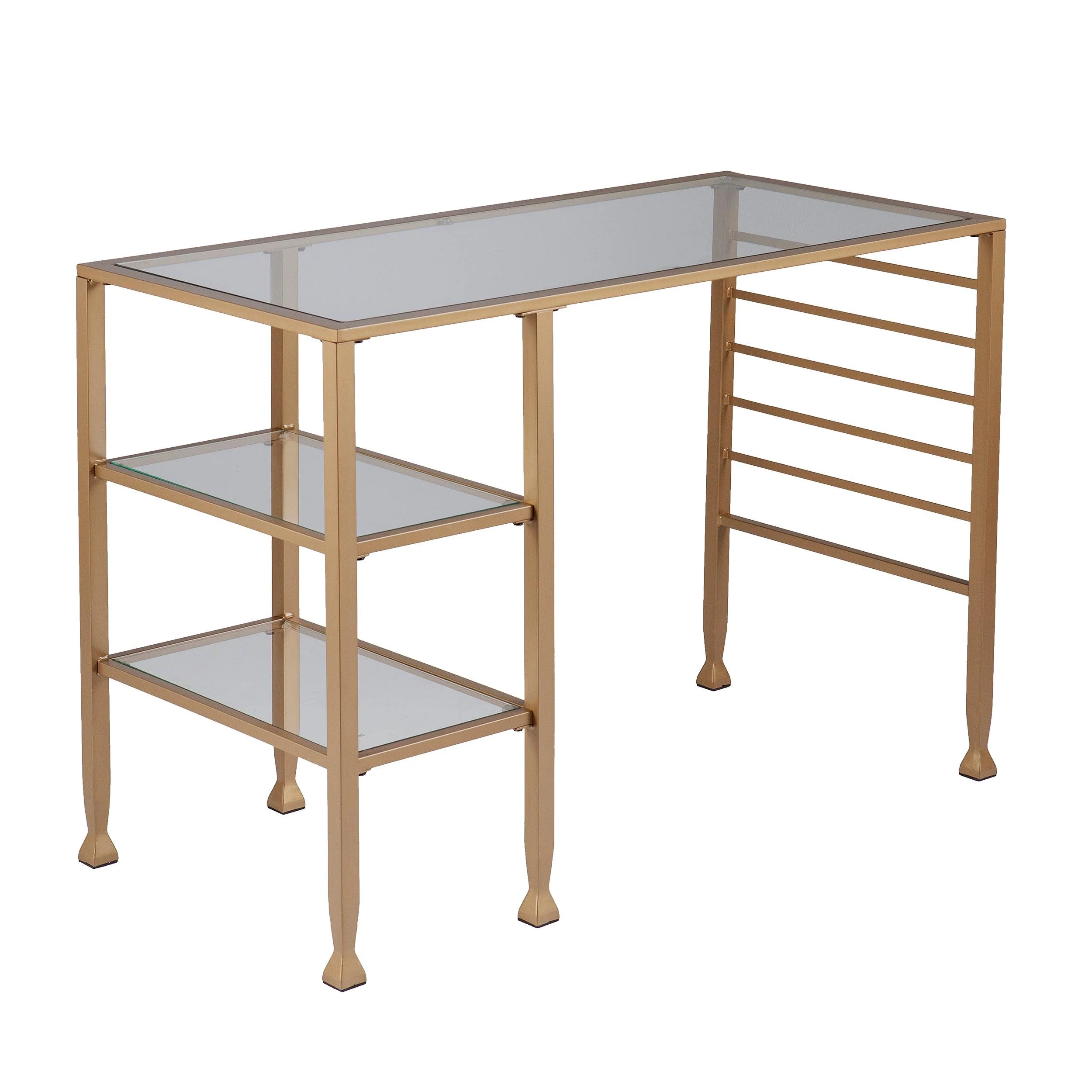 Jaymes Gold Metal/Glass Writing Desk - Remutear