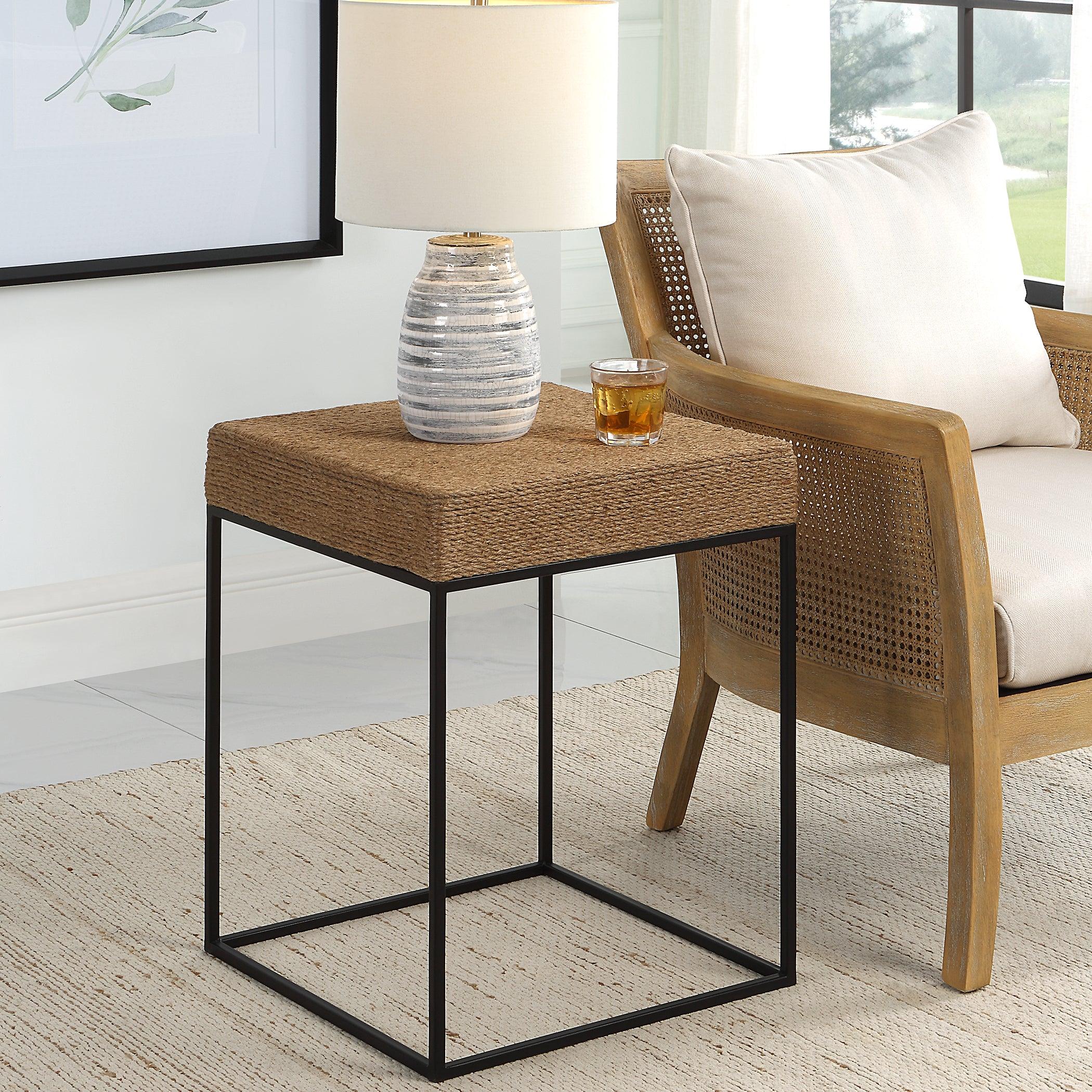 Laramie Rustic Rope Accent Table - Remutear