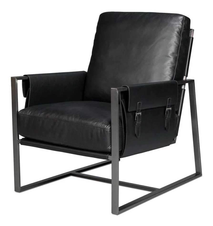 Edmonds Distilled Leather Chair Onyx Blk - Remutear