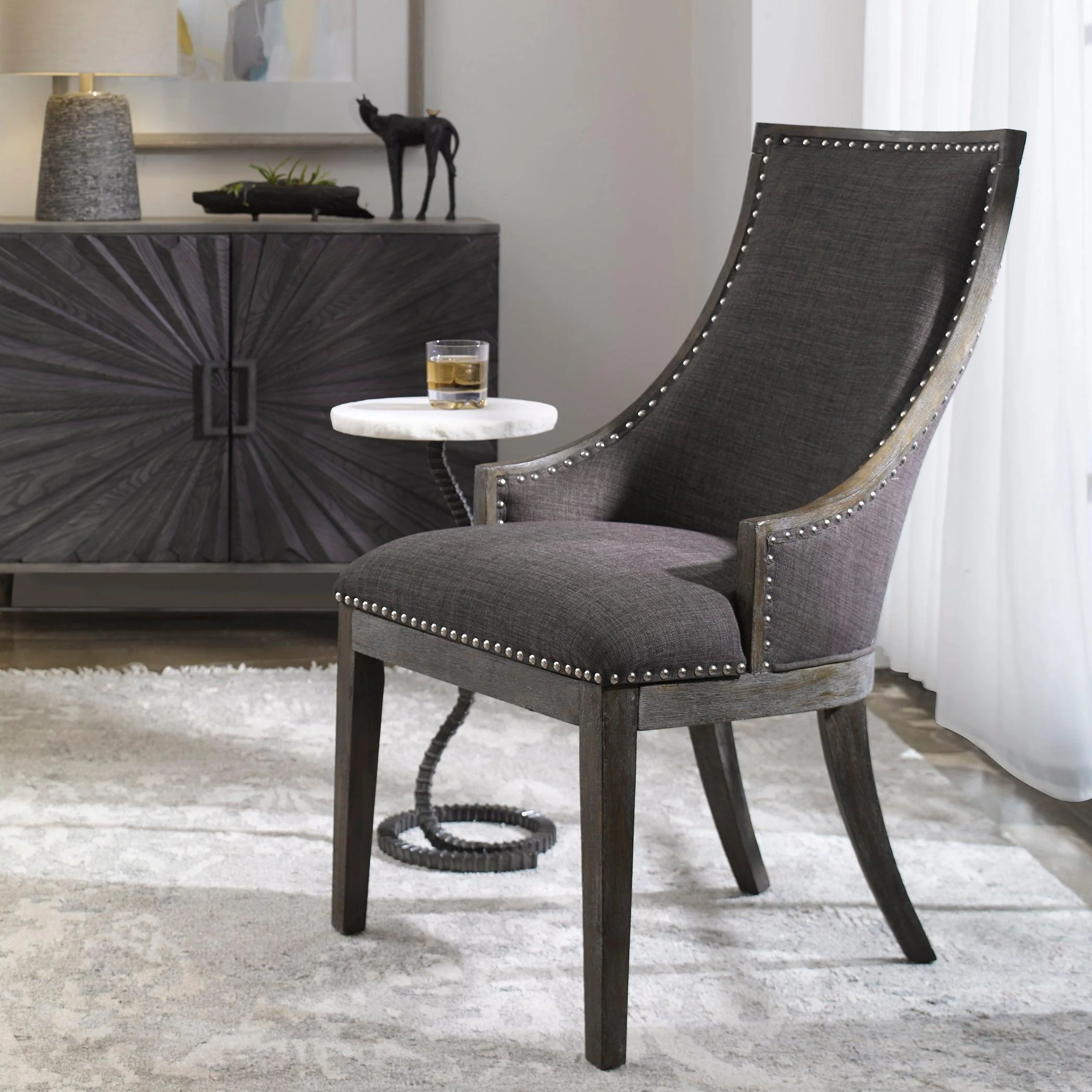 Aidrian Charcoal Gray Accent Chair - Remutear