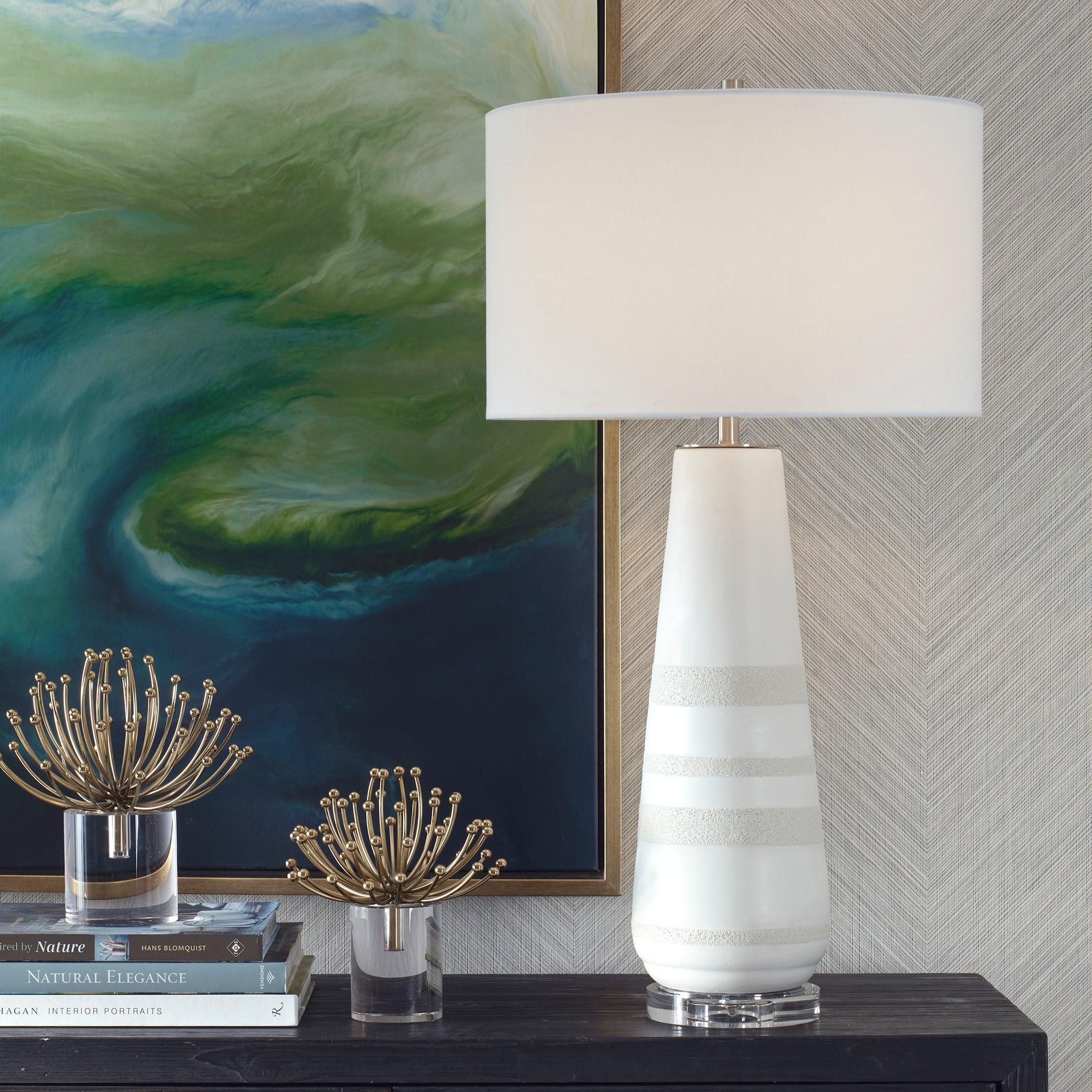 Santino Crackled Ivory Table Lamp - Remutear