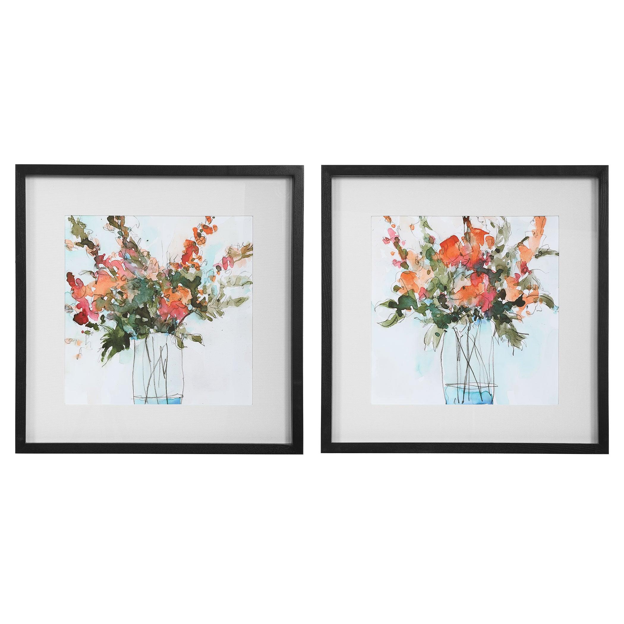 FRESH FLOWERS WATERCOLOR PRINTS, SET OF 2 - Remutear