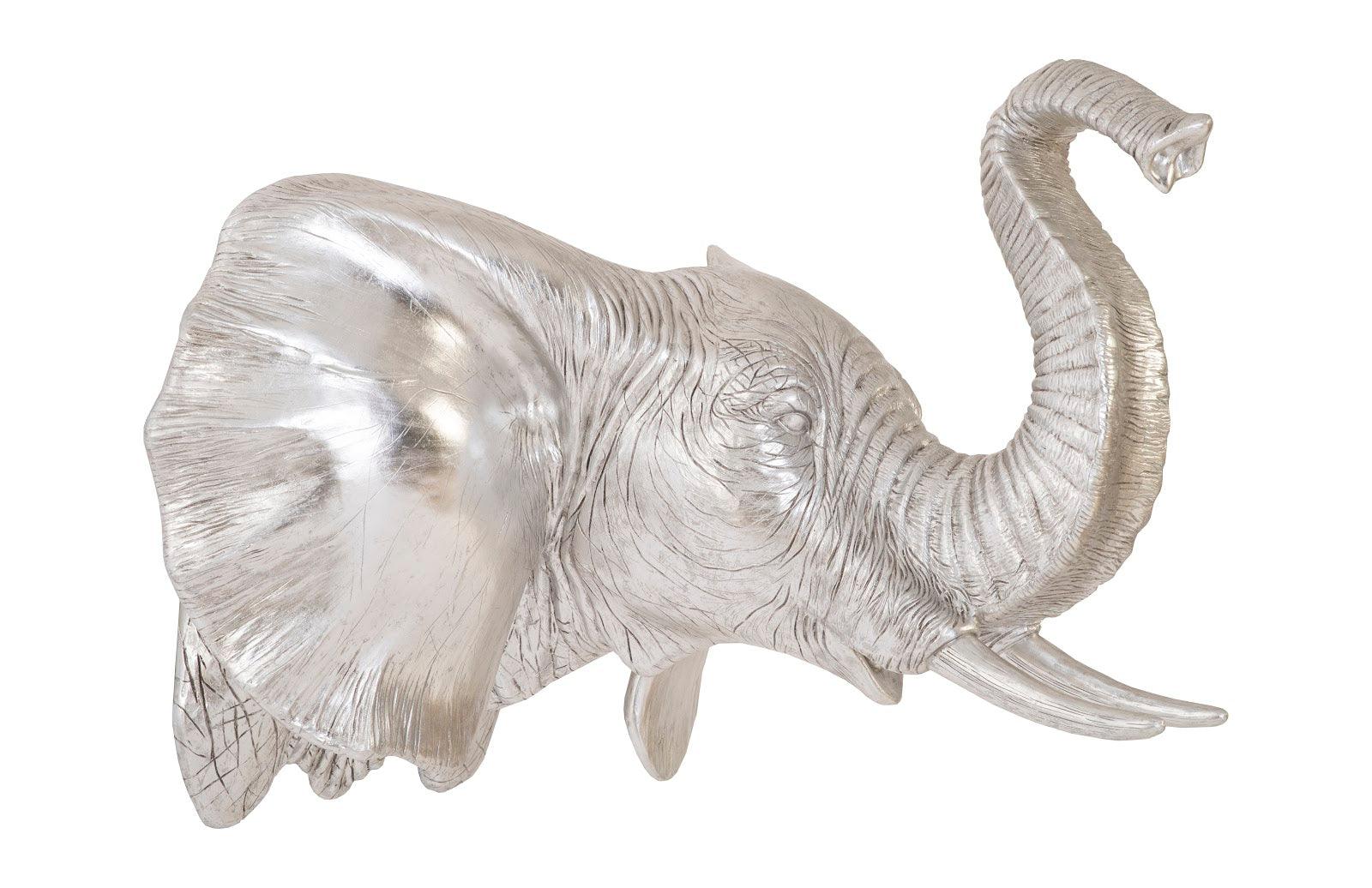 Elephant Wall Art, Resin, Silver Leaf - Remutear