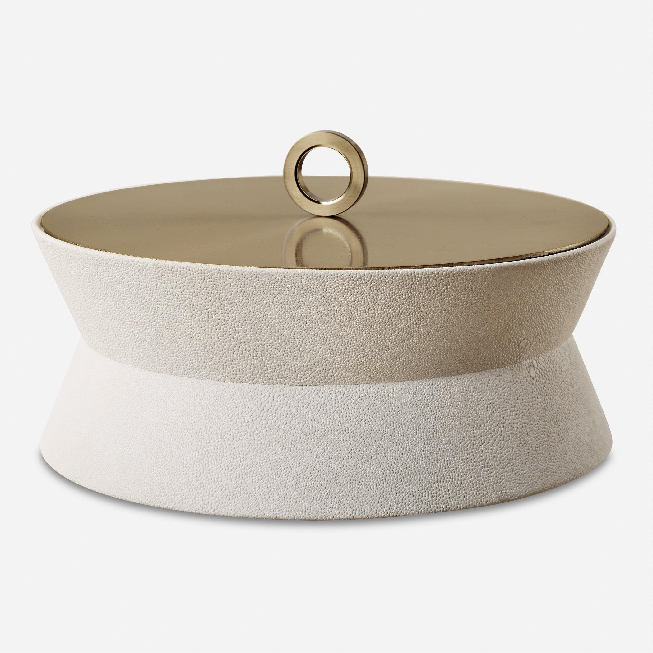 Luxe White Shagreen Round Box - Remutear