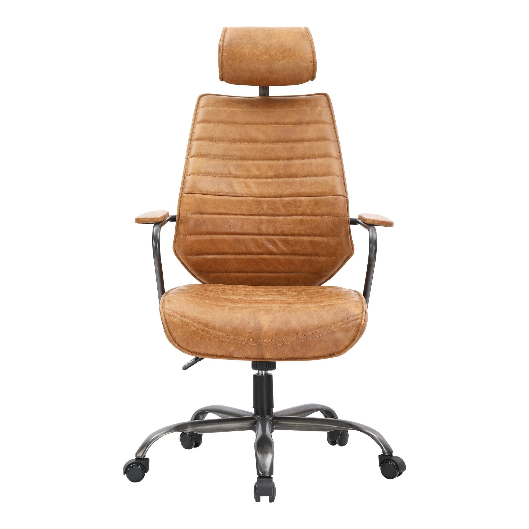 Executive Swivel Office Chair Cigare Tan Leather - Remutear