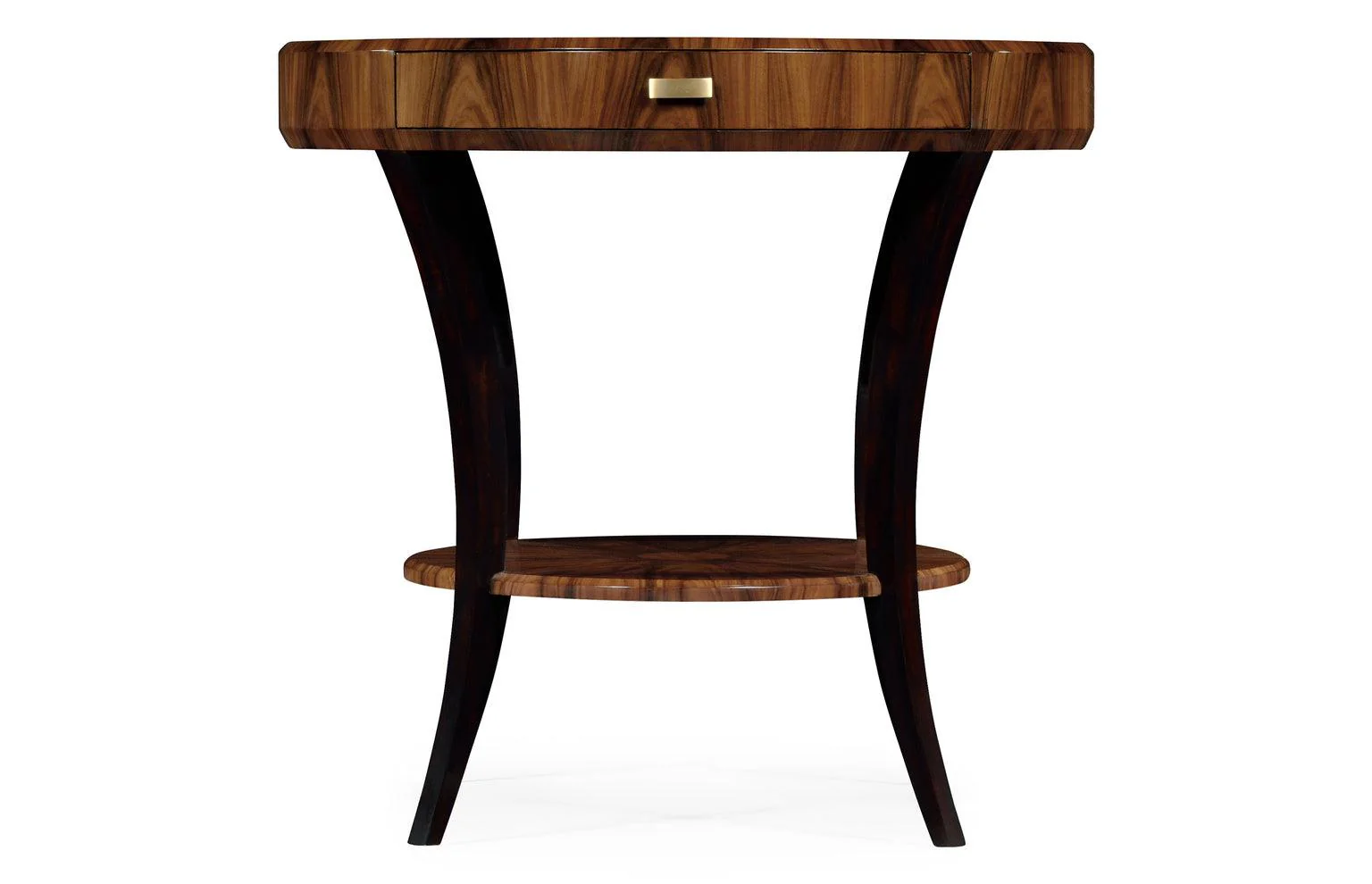 Santos Art Deco Satin Round Side Table with Drawer - Remutear