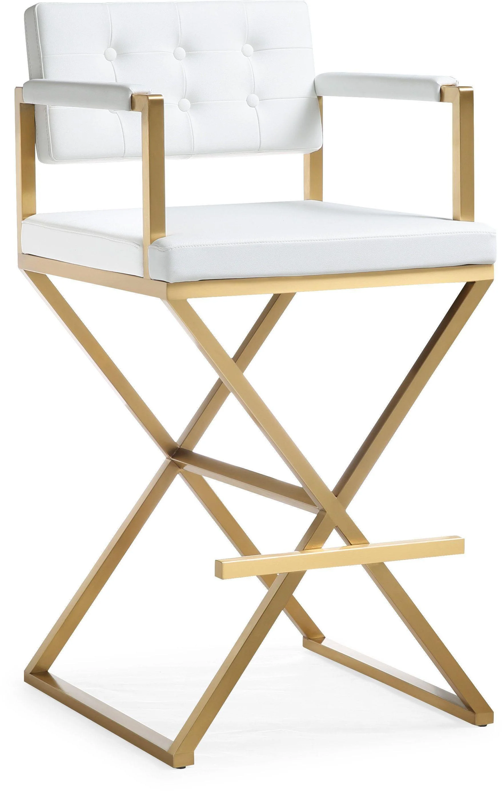 Director White Gold Steel Barstool - Remutear