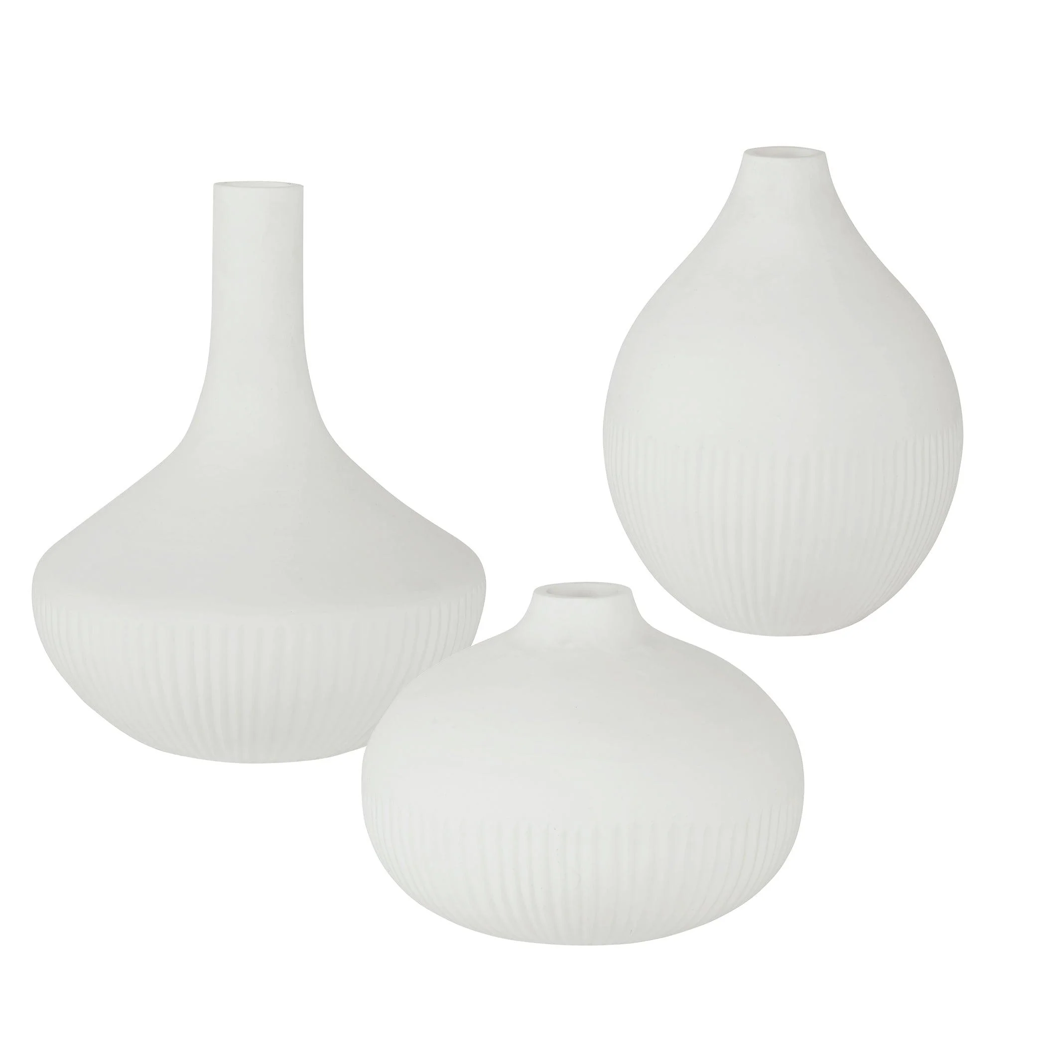 Apothecary Satin White Vases, Set/3 - Remutear