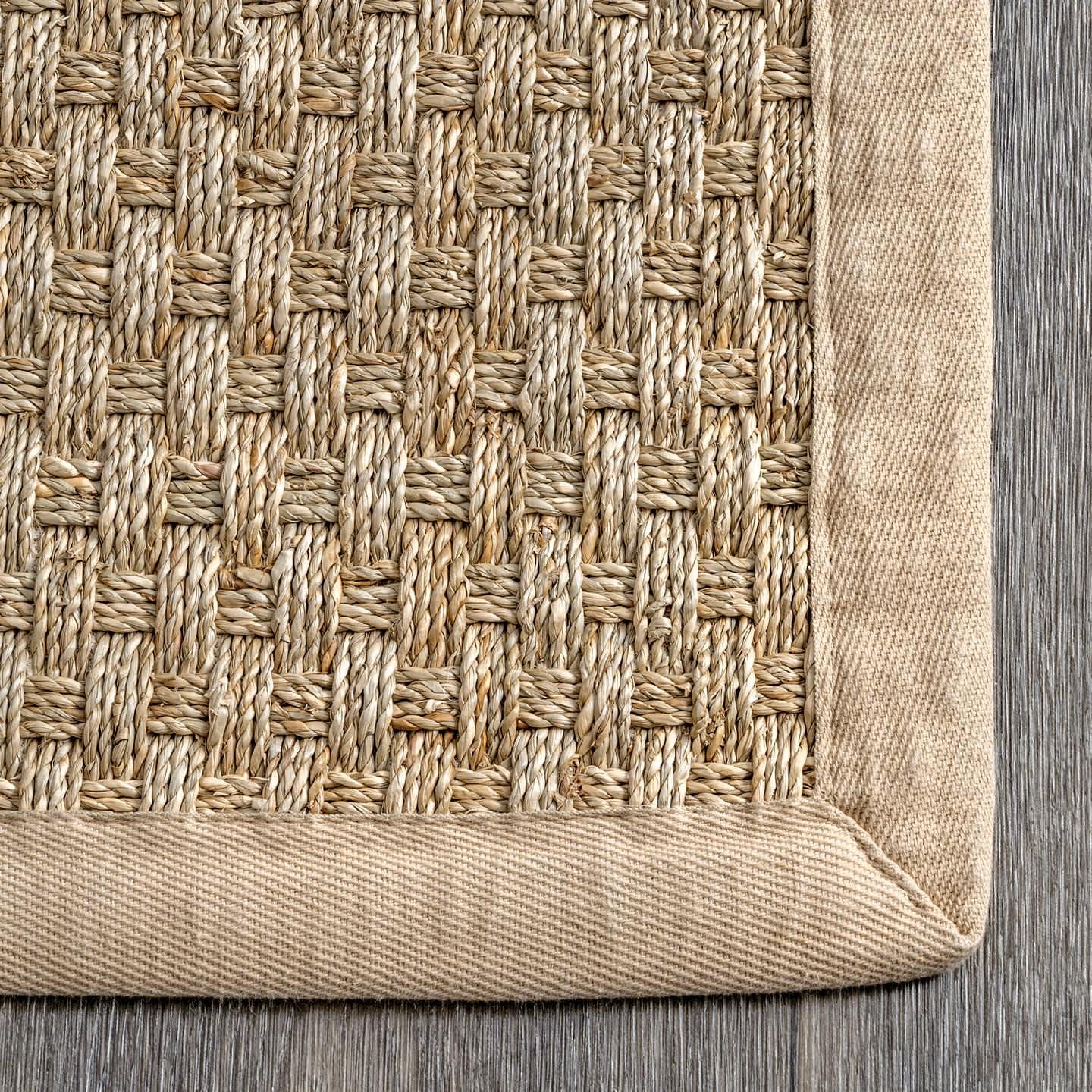 Hesse Checker Weave Seagrass Indoor/Outdoor Area Rug - Remutear