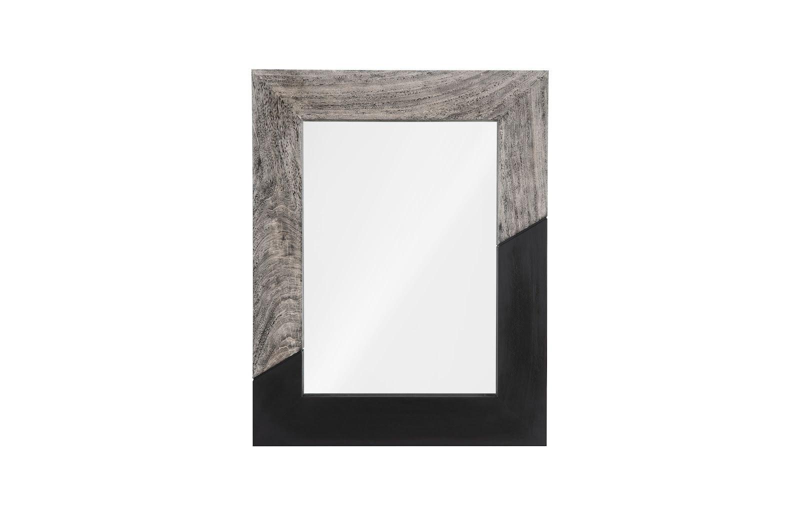 Geometry Wood Mirror, Gray Stone, Black - Remutear