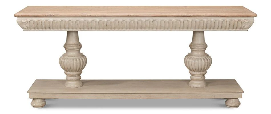 Hugo Console - Stone Grey W/Natural Top - Remutear