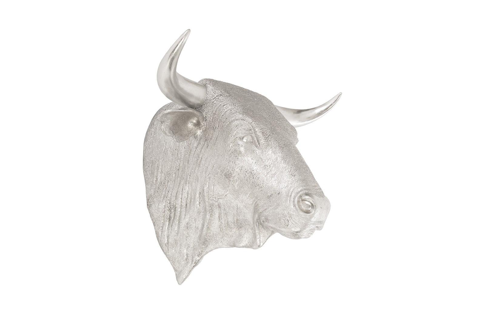 Spanish Fighting Bull Wall Art, Resin, Silver Leaf - Remutear