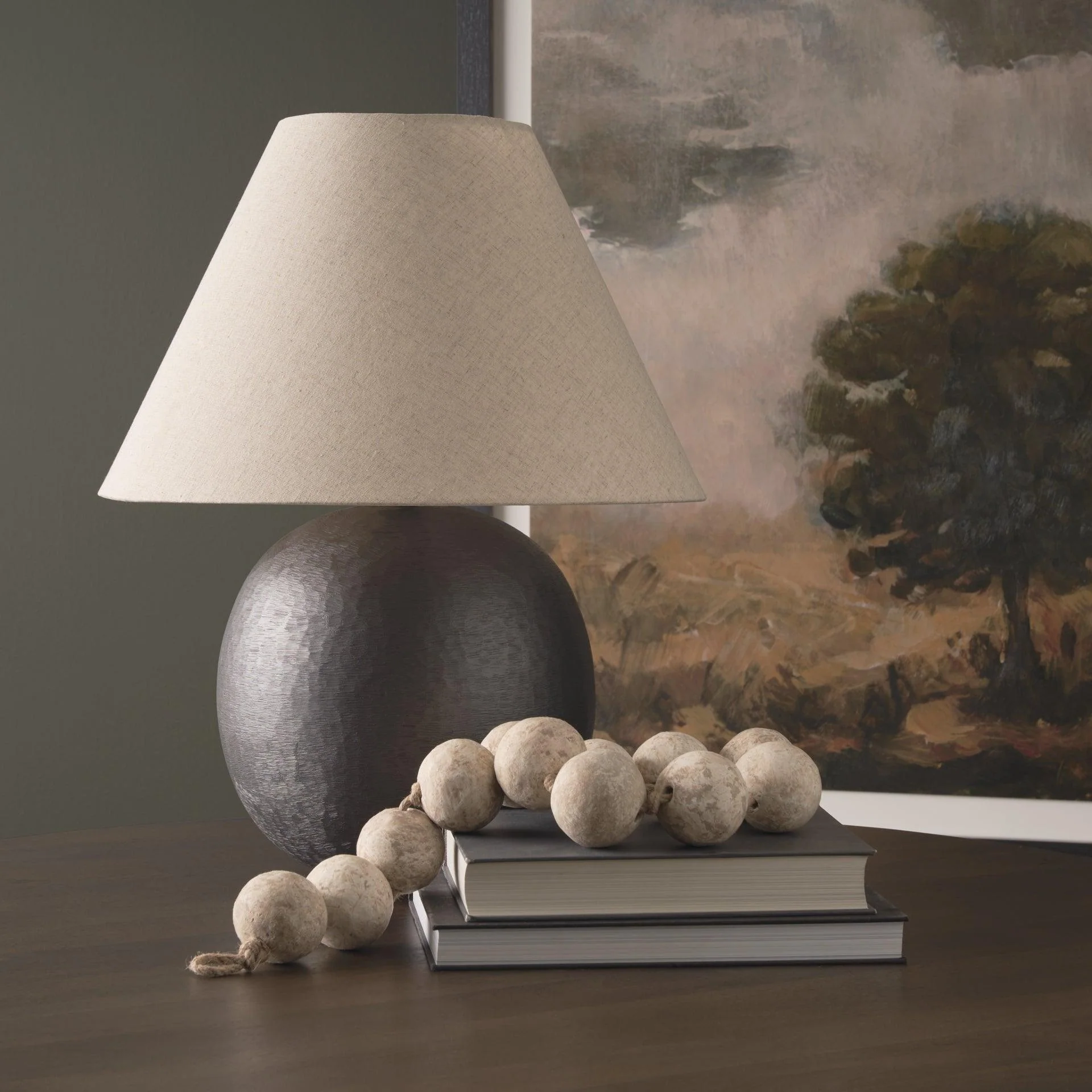 Sadiyah Black Brushed Metal w/ Beige Shade Table Lamp - Remutear