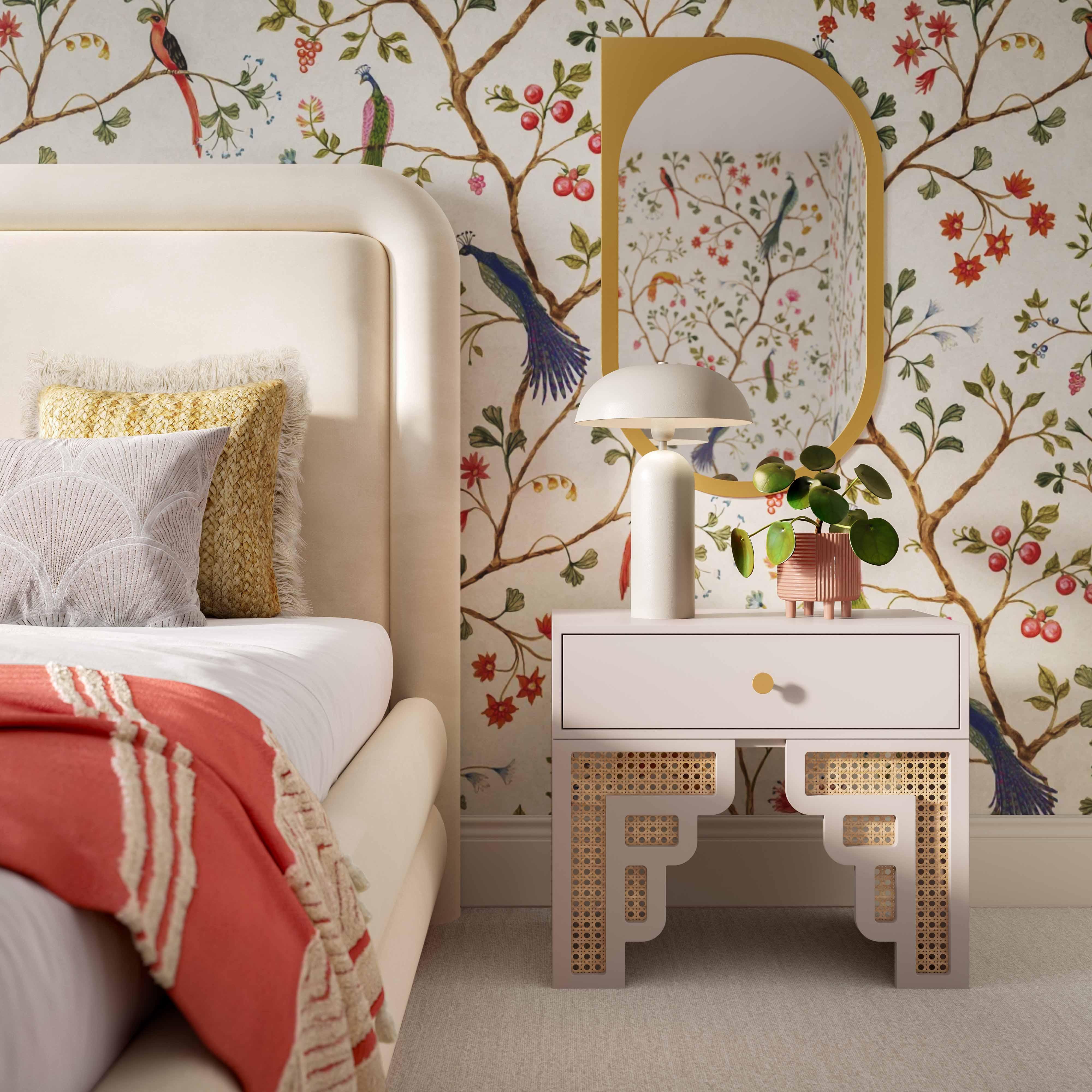 Suzie Cream & Rattan Nightstand - Remutear