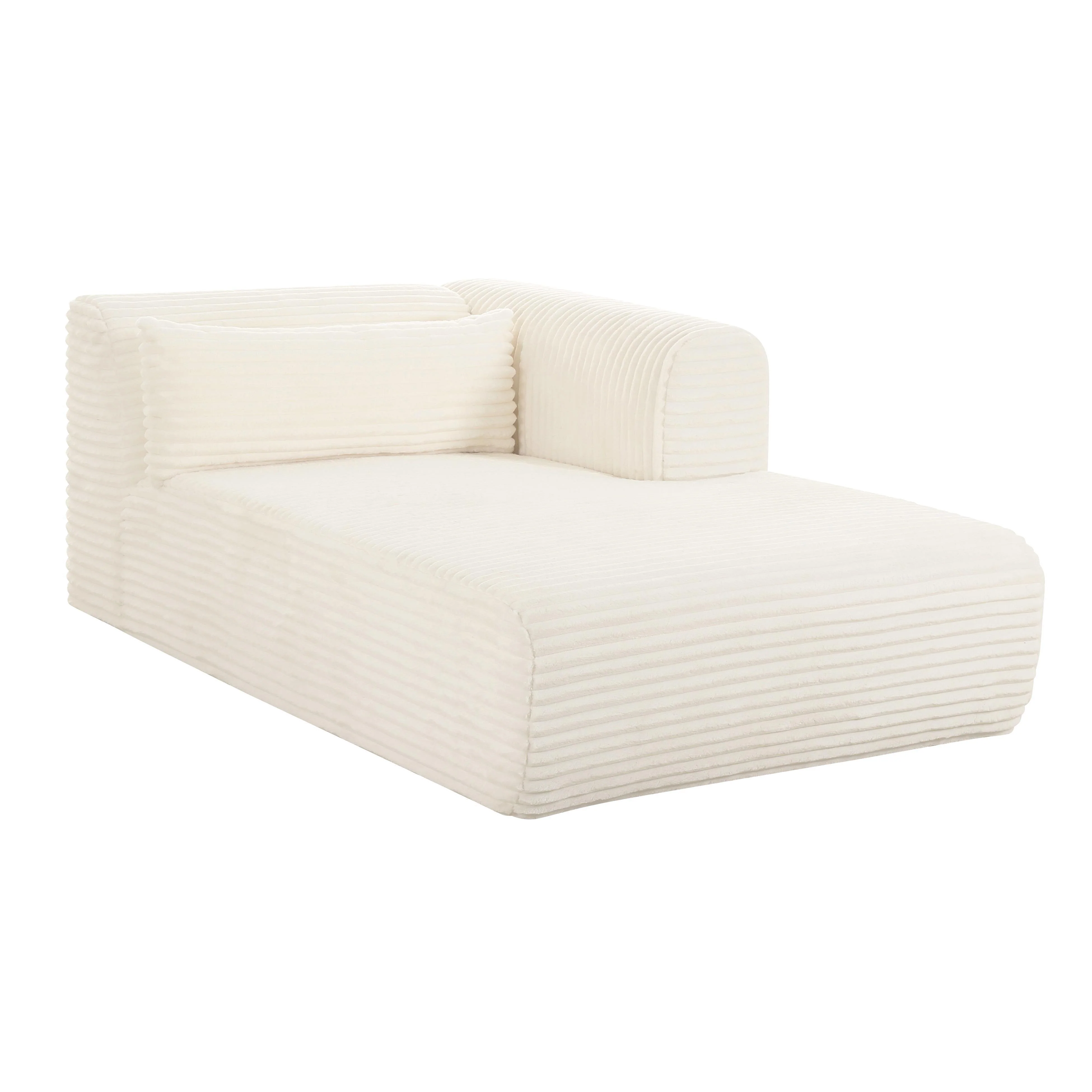 Tarra Fluffy Oversized Cream Corduroy Modular RAF Chaise - Remutear