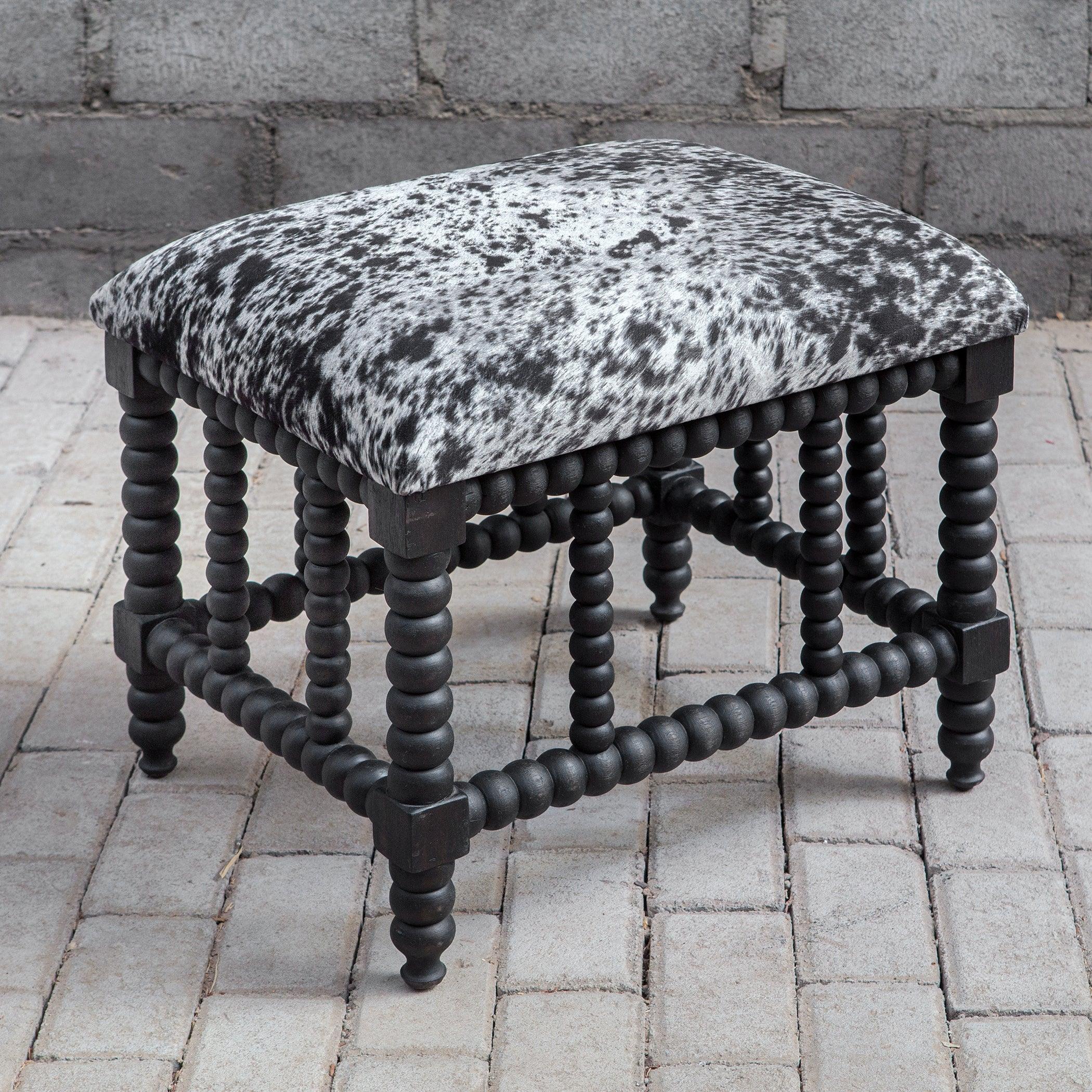 Rancho Faux Cow Hide Small Bench - Remutear