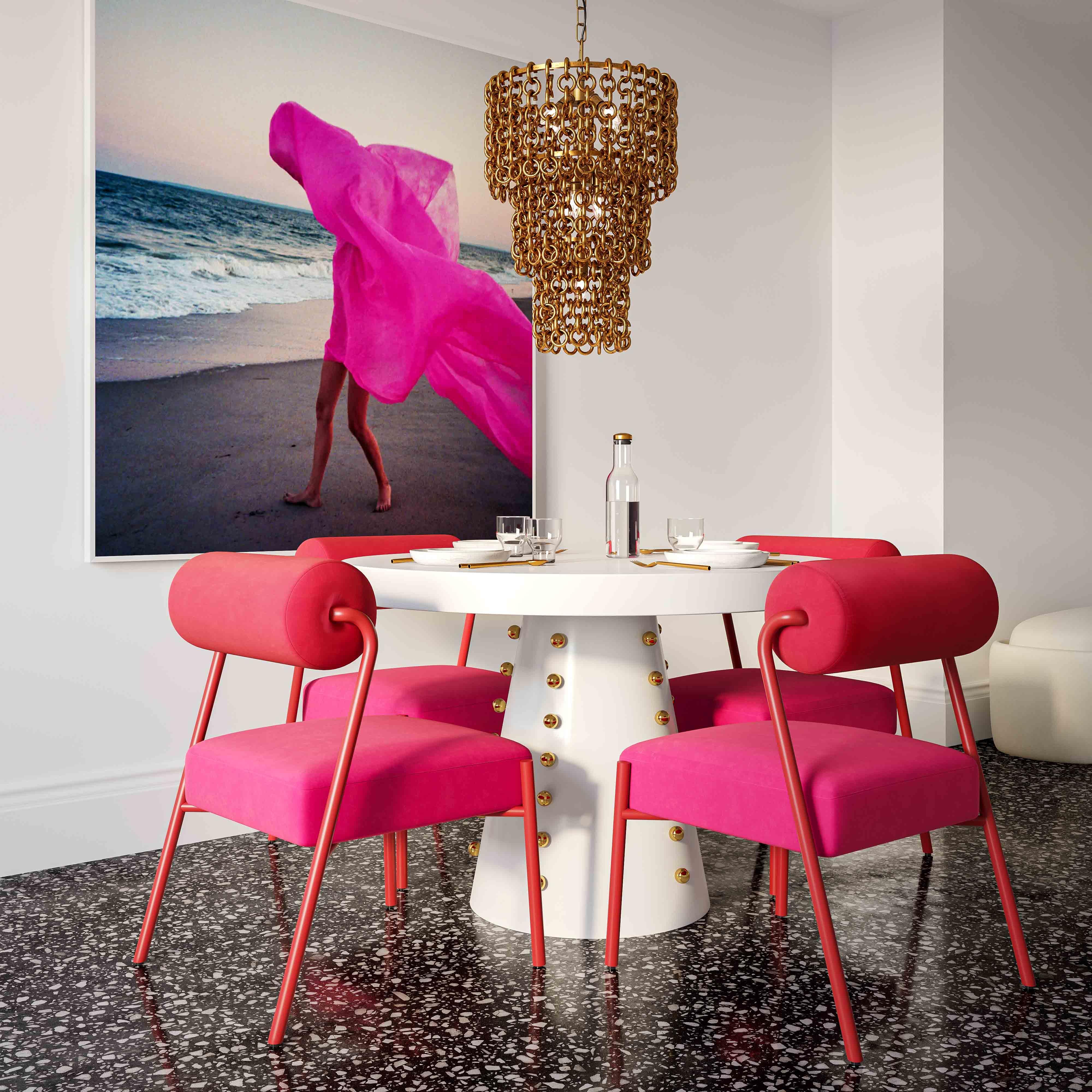 Jolene Hot Pink Velvet Dining Chair - Set of 2 - Remutear