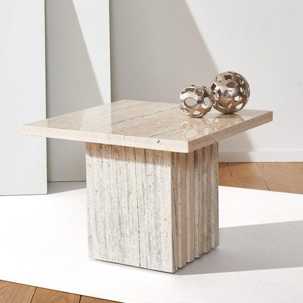 OLIVIA TALL SQUARE MARBLE ACCENT TABLE - Remutear