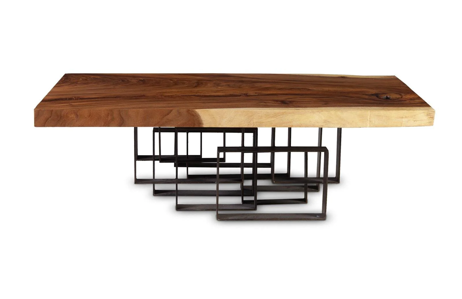 Score Coffee Table, Chamcha Wood, Iron Base - Remutear
