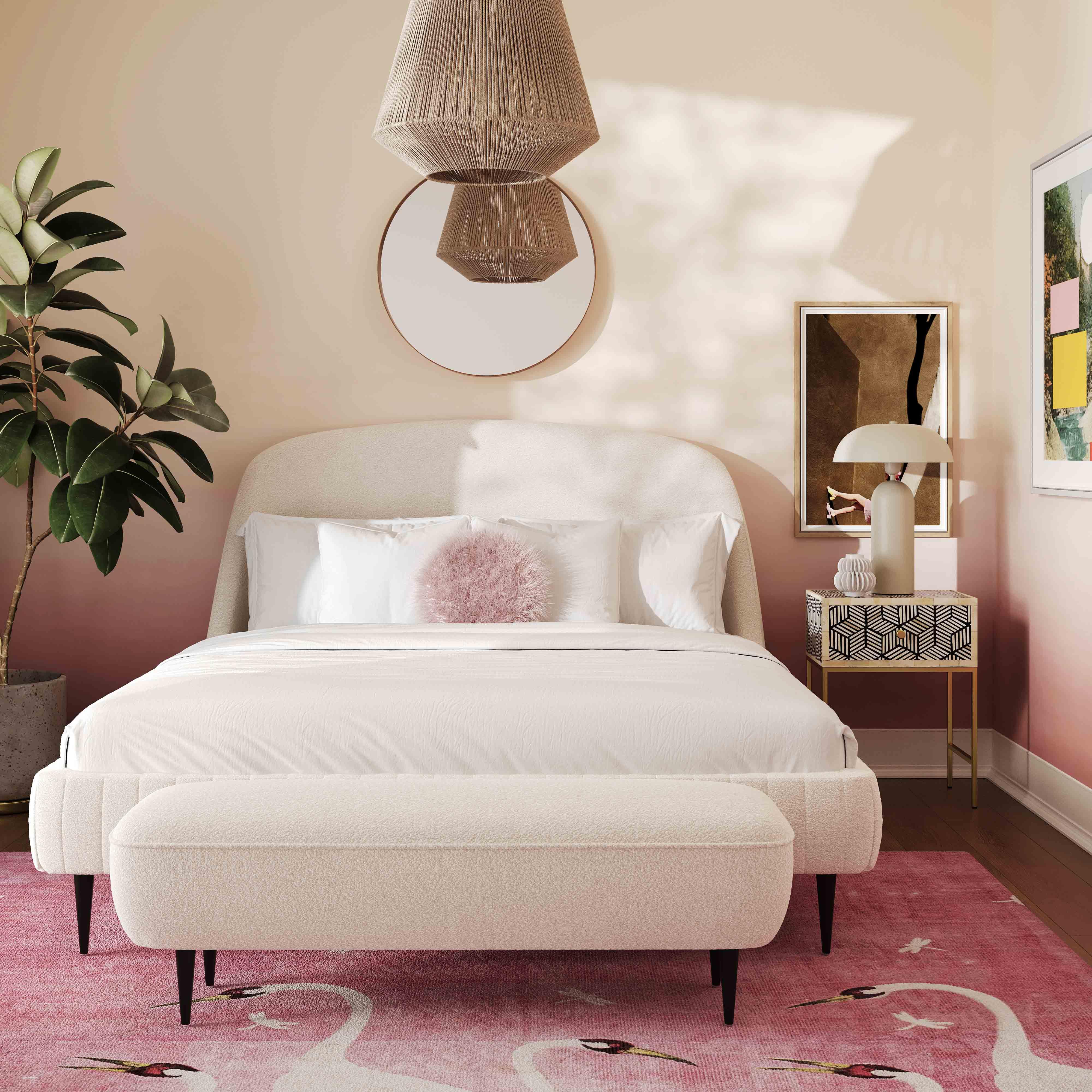 Denise Cream Boucle Bench - Remutear