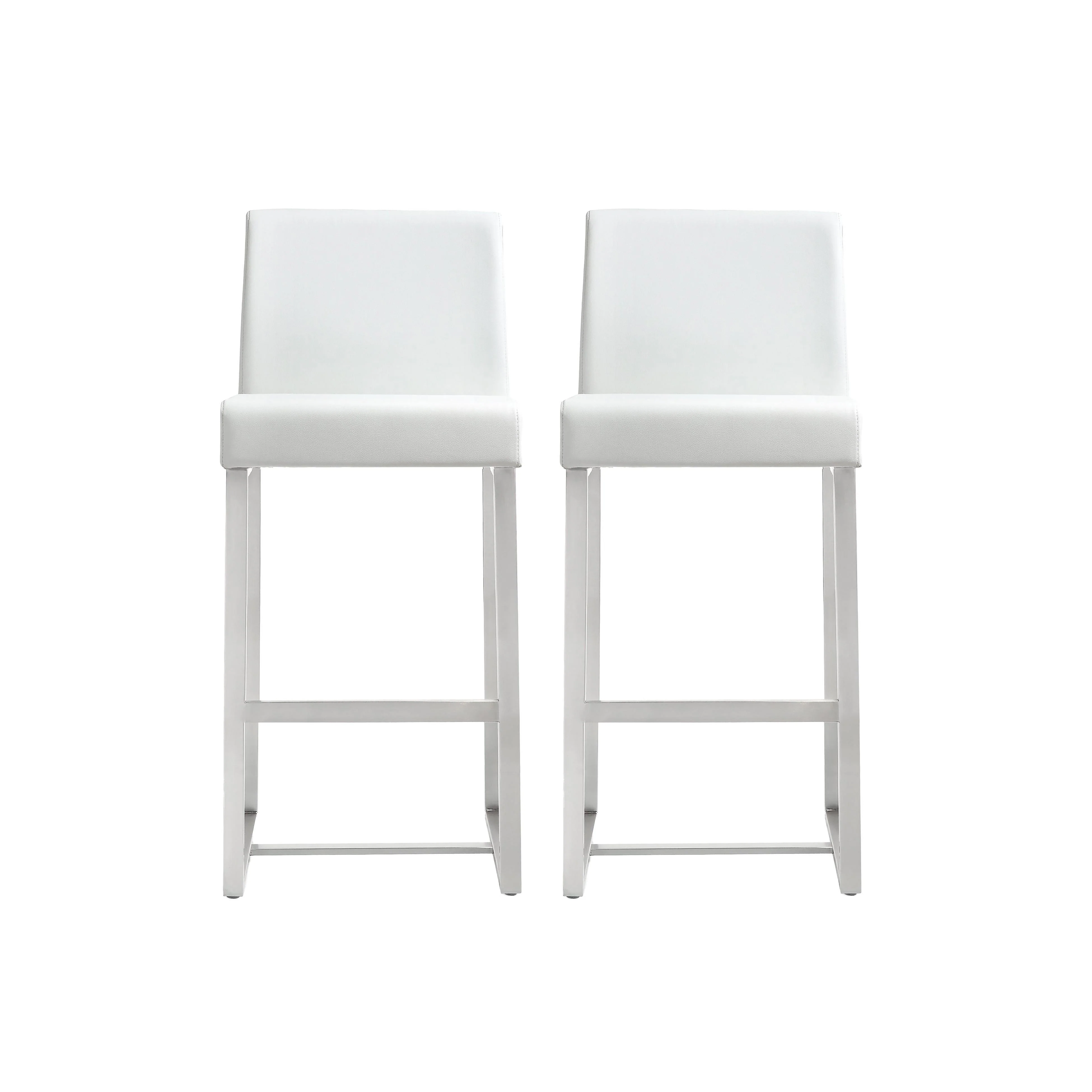Denmark White Stainless Steel Counter Stool (Set of 2) - Remutear