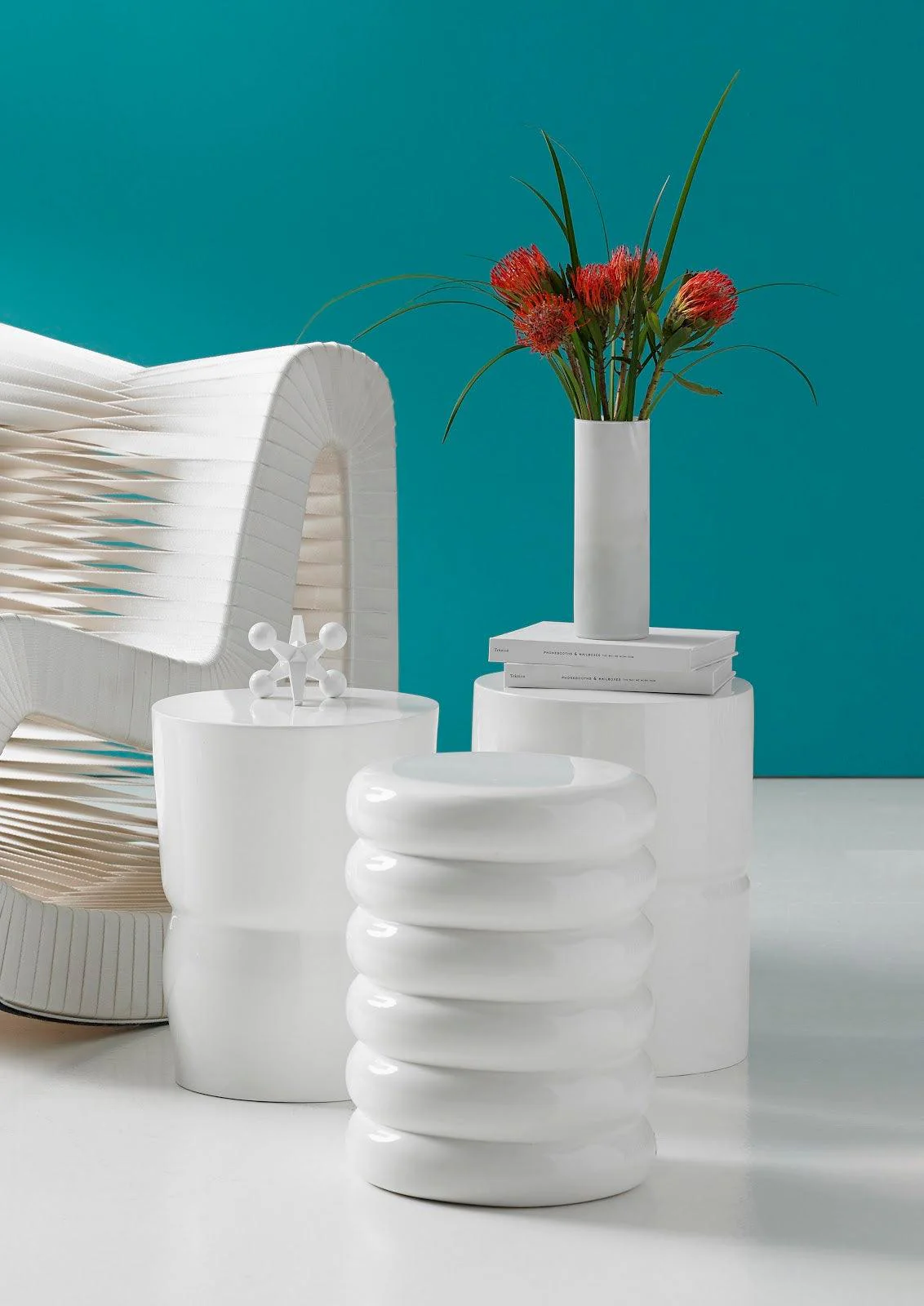 Carved Stool, Gel Coat White - Remutear
