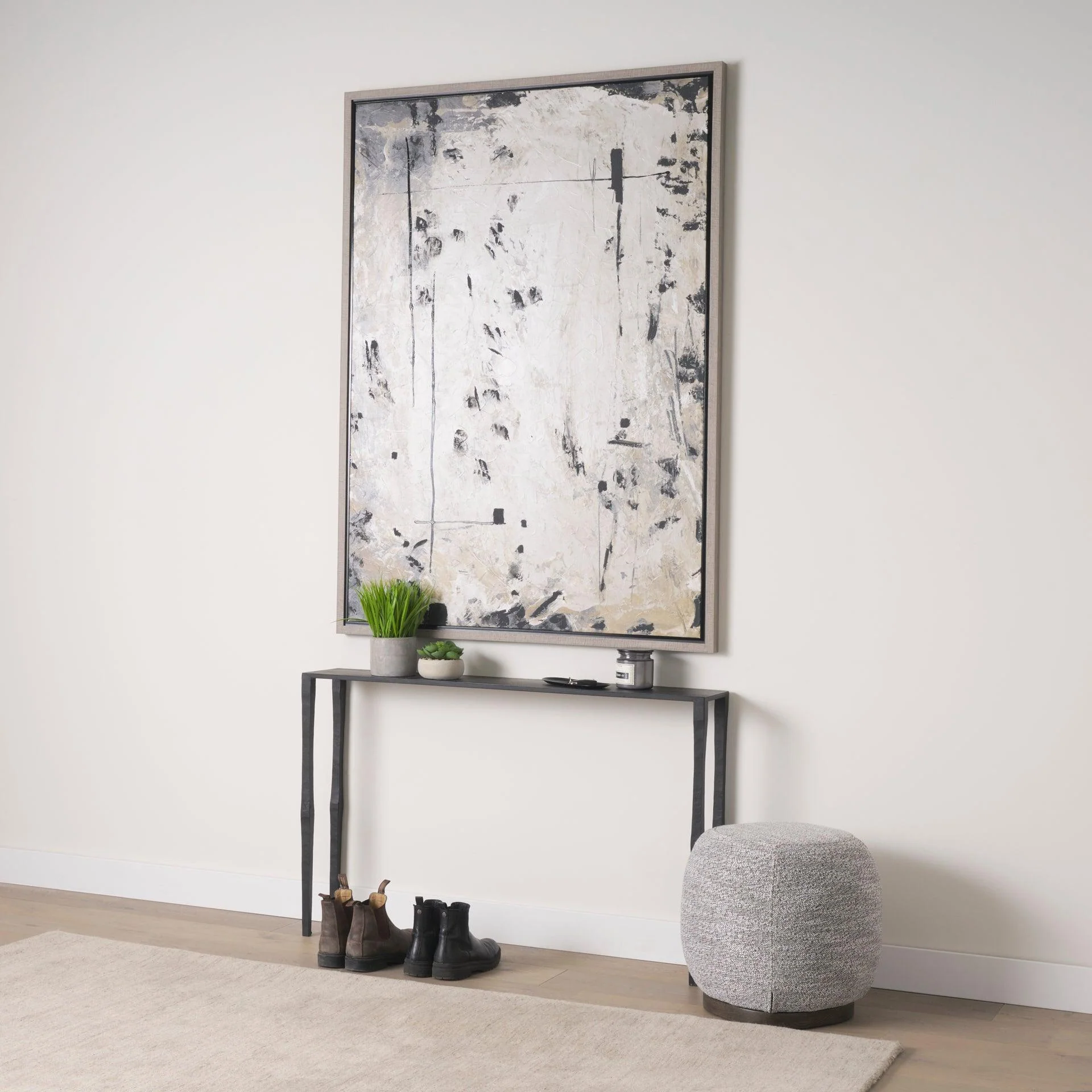 Timothy  48.0 X 8.0 X 30.0 Ebony Black Iron Console Table - Remutear
