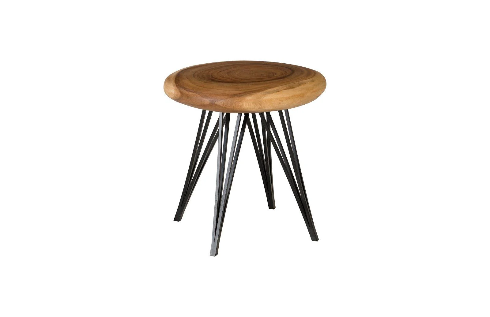 String Stool on Black Metal Legs, Chamcha Wood, Natural - Remutear