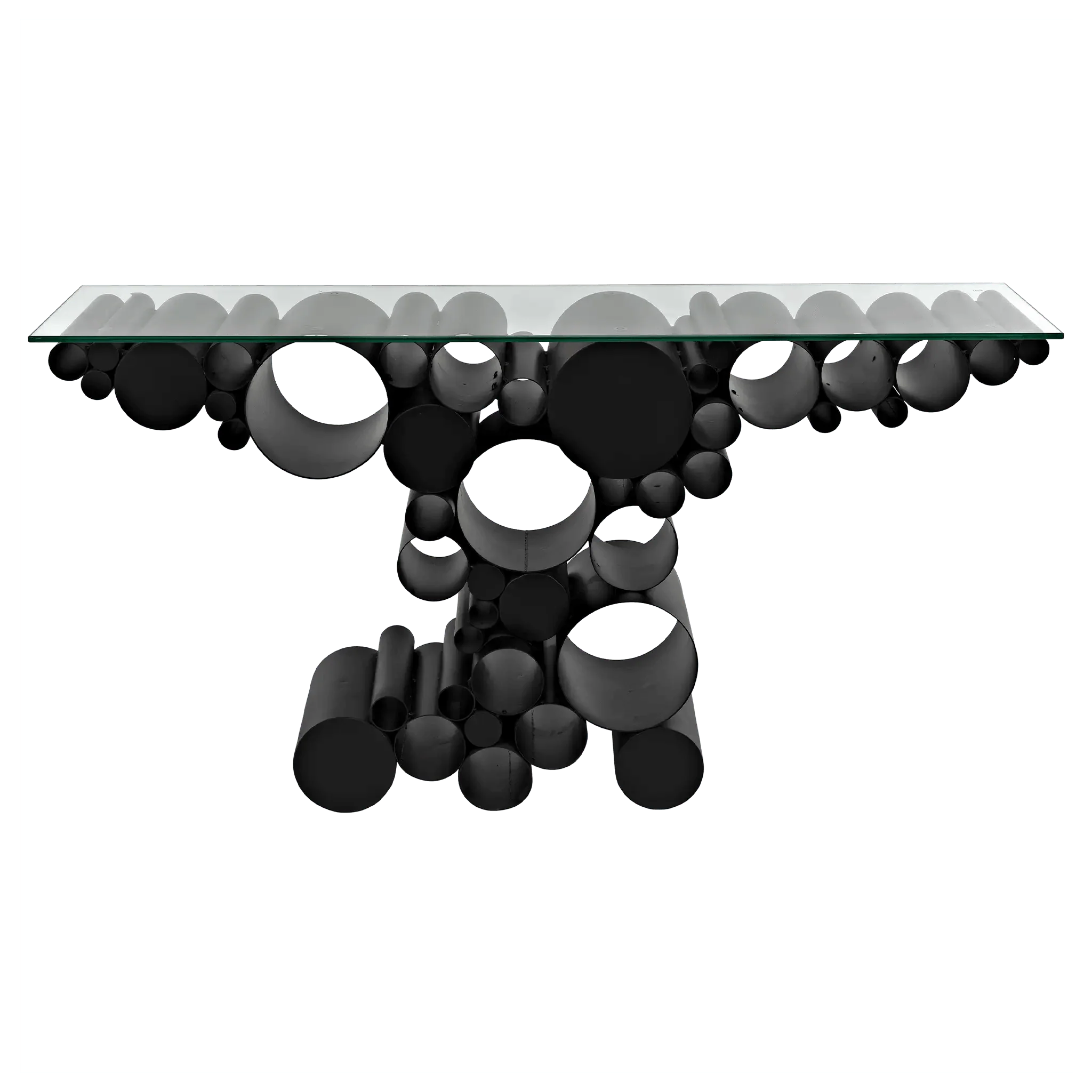 Paradox Console, Black Steel with Glass Top - Remutear