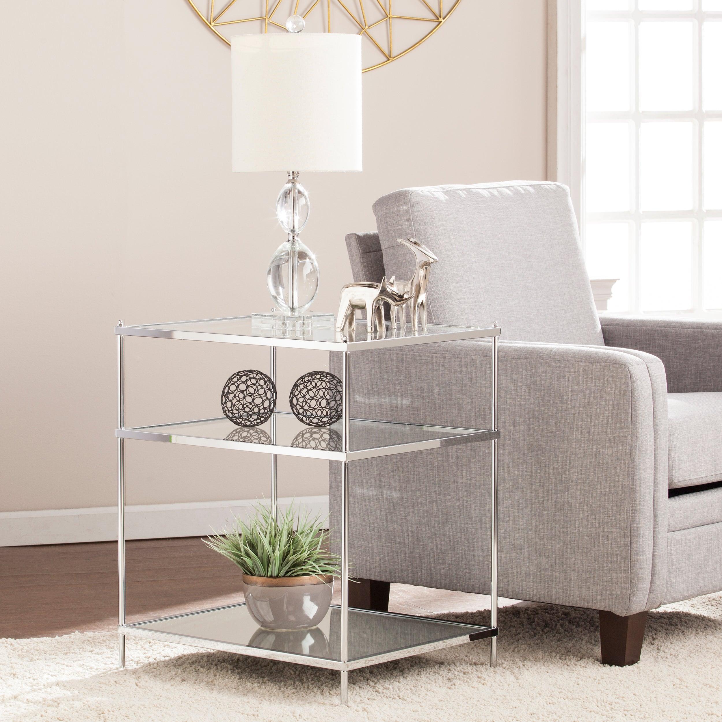 Knox Glam Mirrored Side Table - Chrome - Remutear
