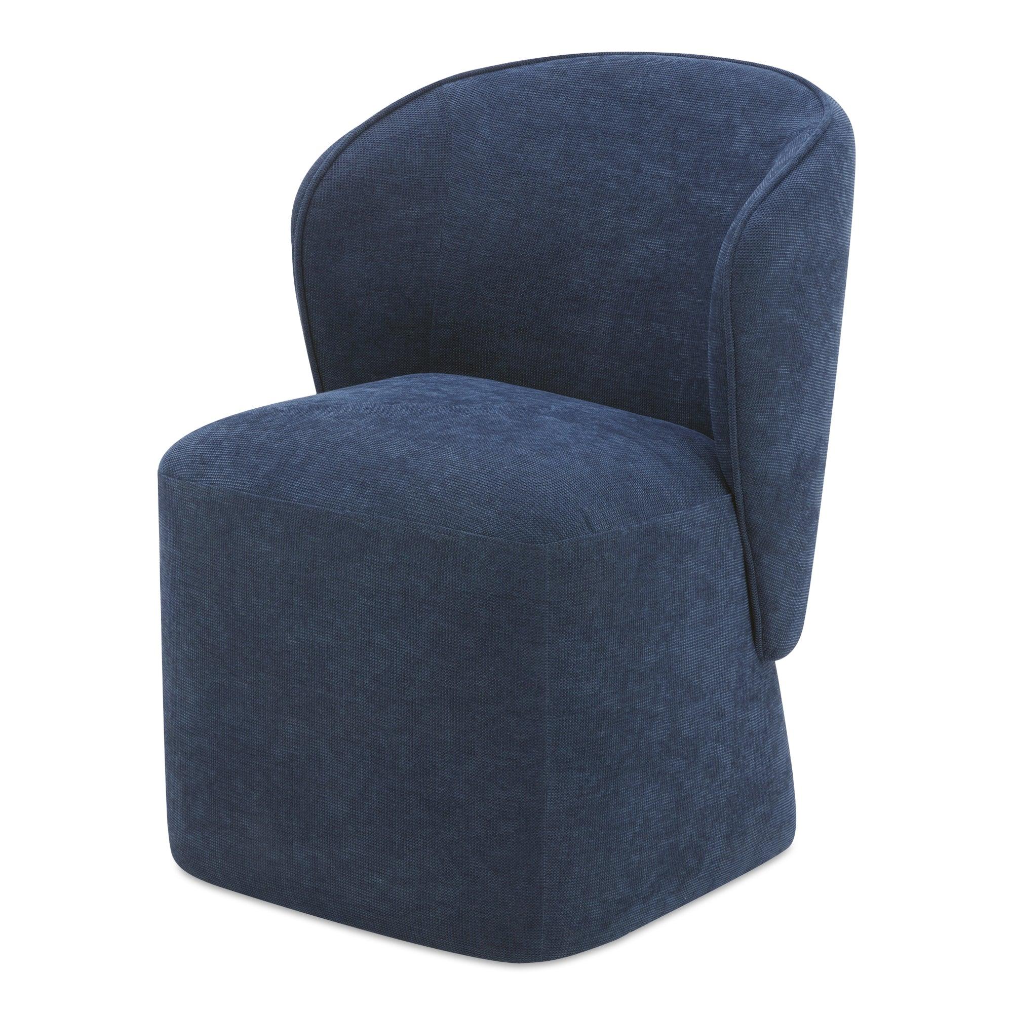Larson Rolling Dining Chair Performance Fabric Navy Blue - Remutear