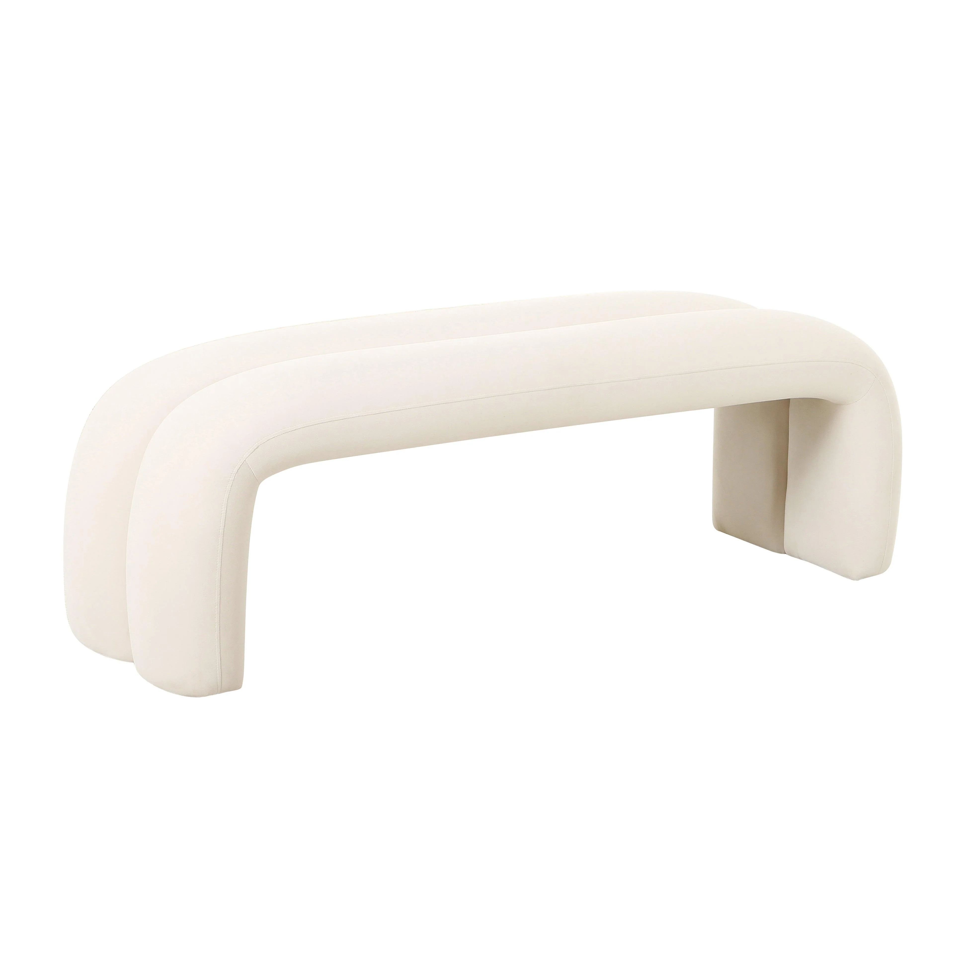Leigh Cream Velvet Channeled Bench - Remutear