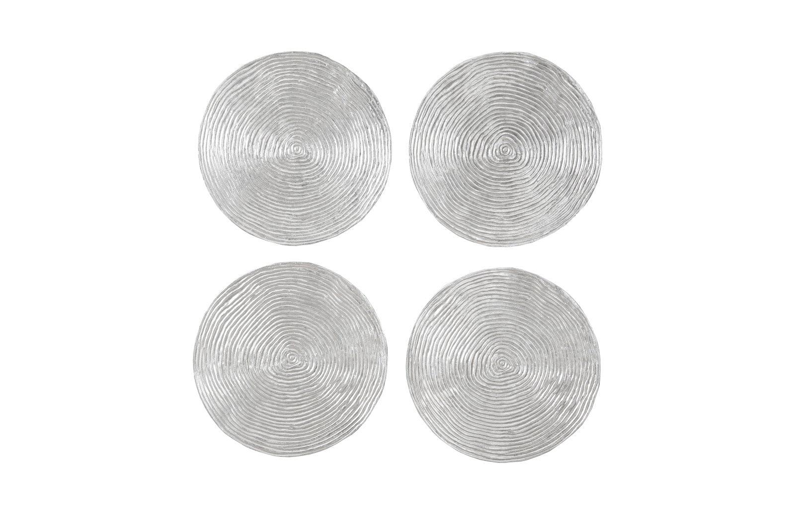 Ripple Wall Disk, Set of 4, Resin, LG, Silver Leaf with Antiquing - Remutear