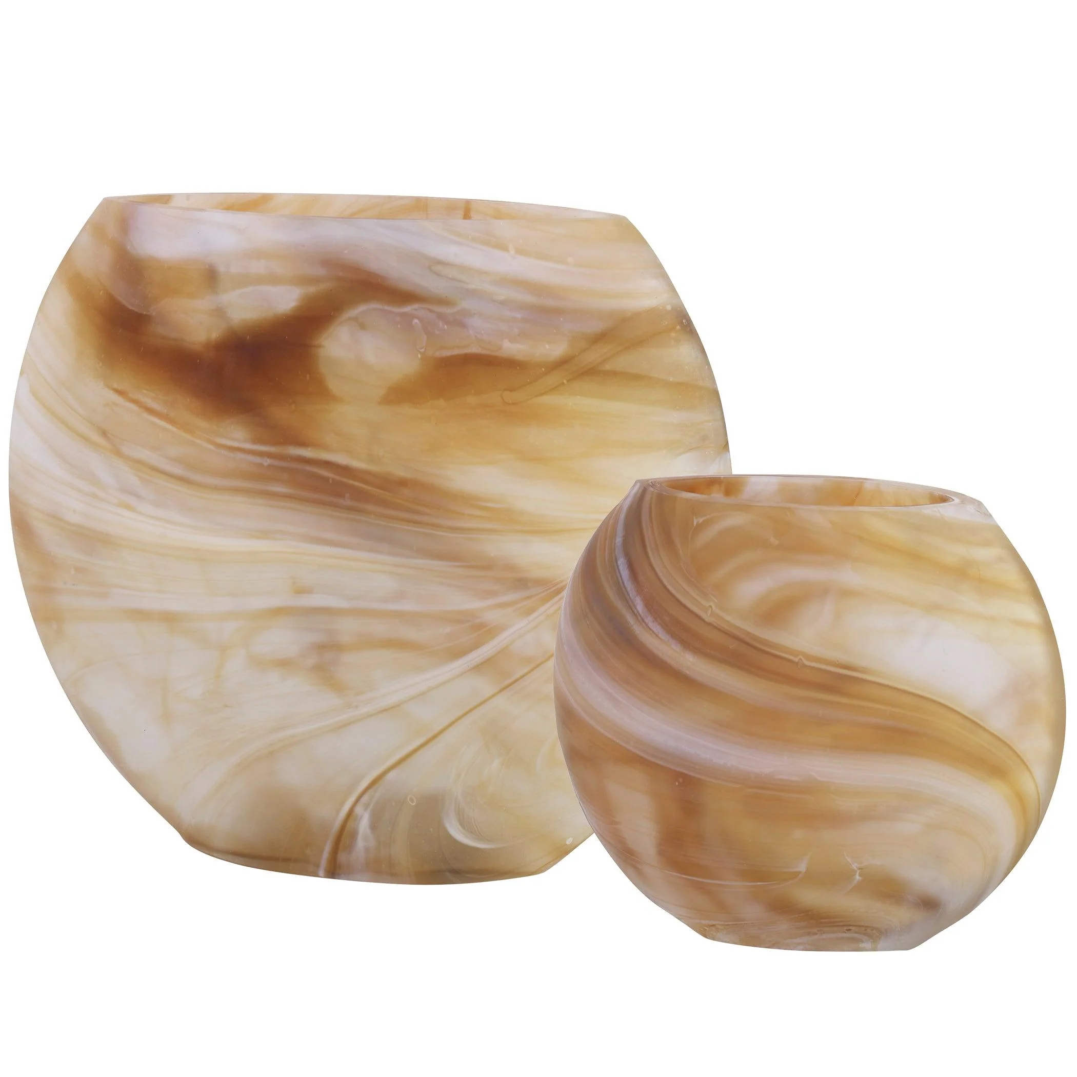 Fusion Swirled Caramel & Ivory Vases, Set/2 - Remutear