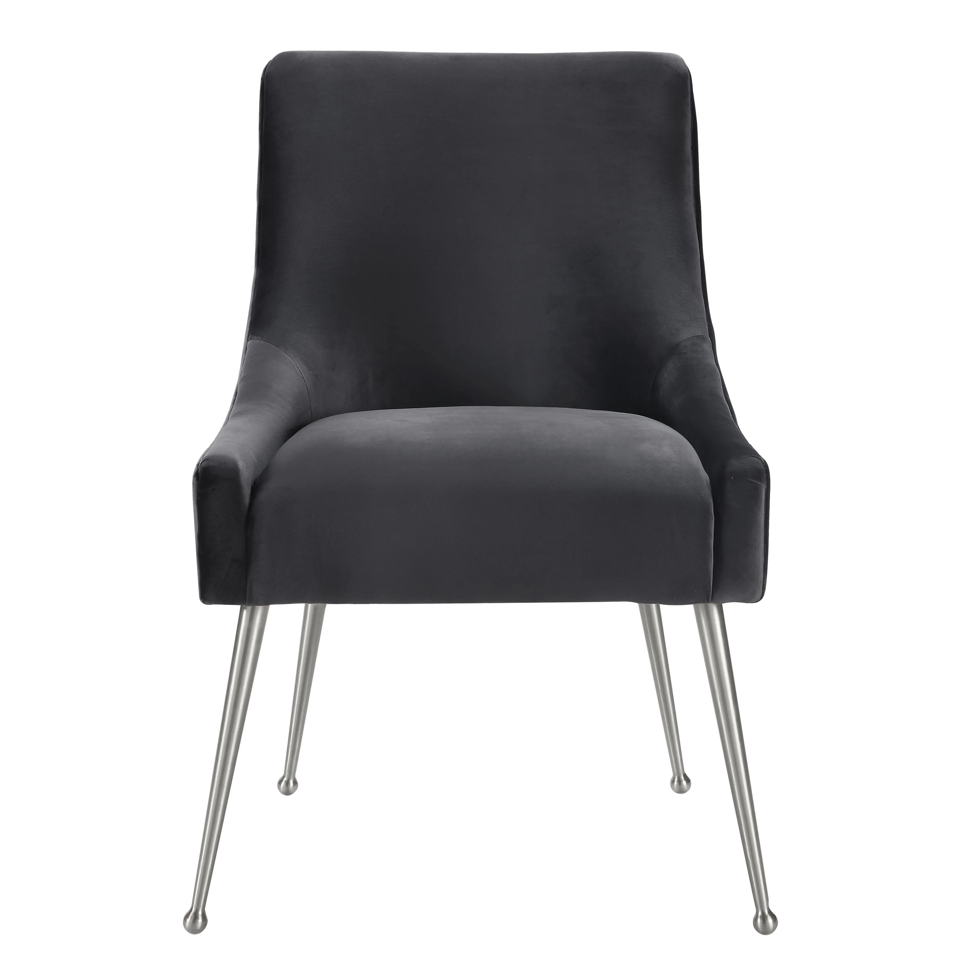 Beatrix Grey Velvet Side Chair with Silver Legs - Remutear