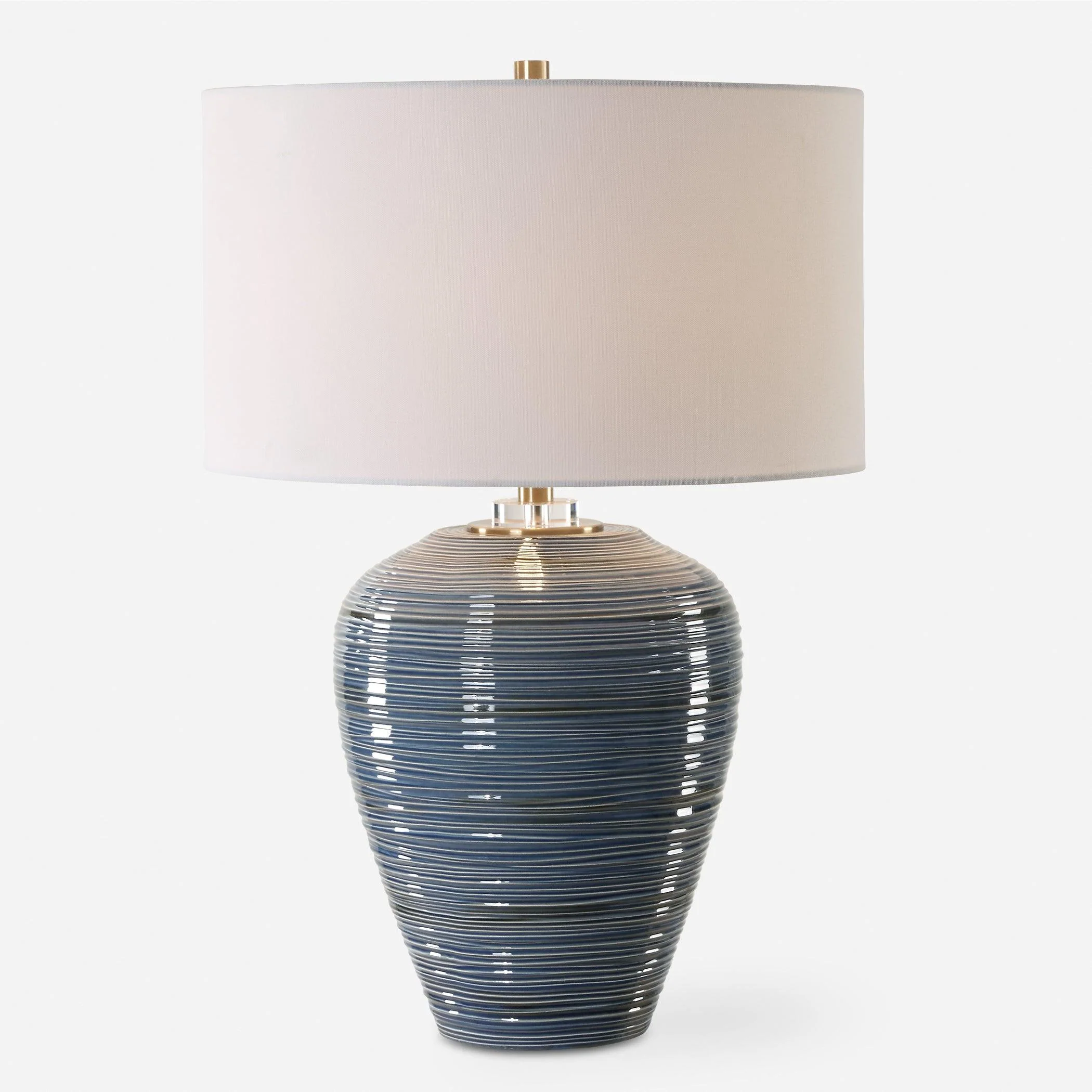 Moher Glossy Blue Table Lamp - Remutear