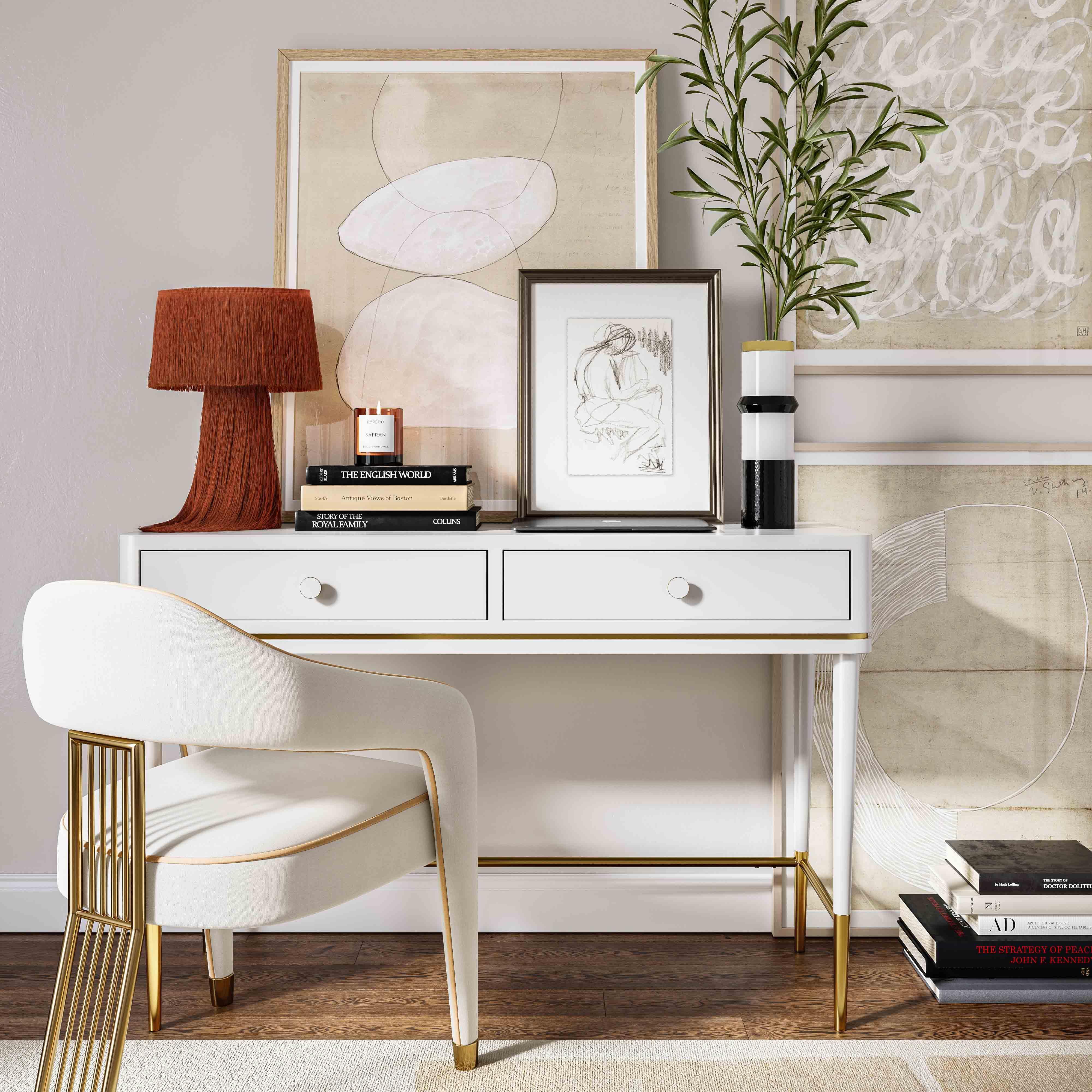 Mariah Two Drawer Off-White Desk - Remutear