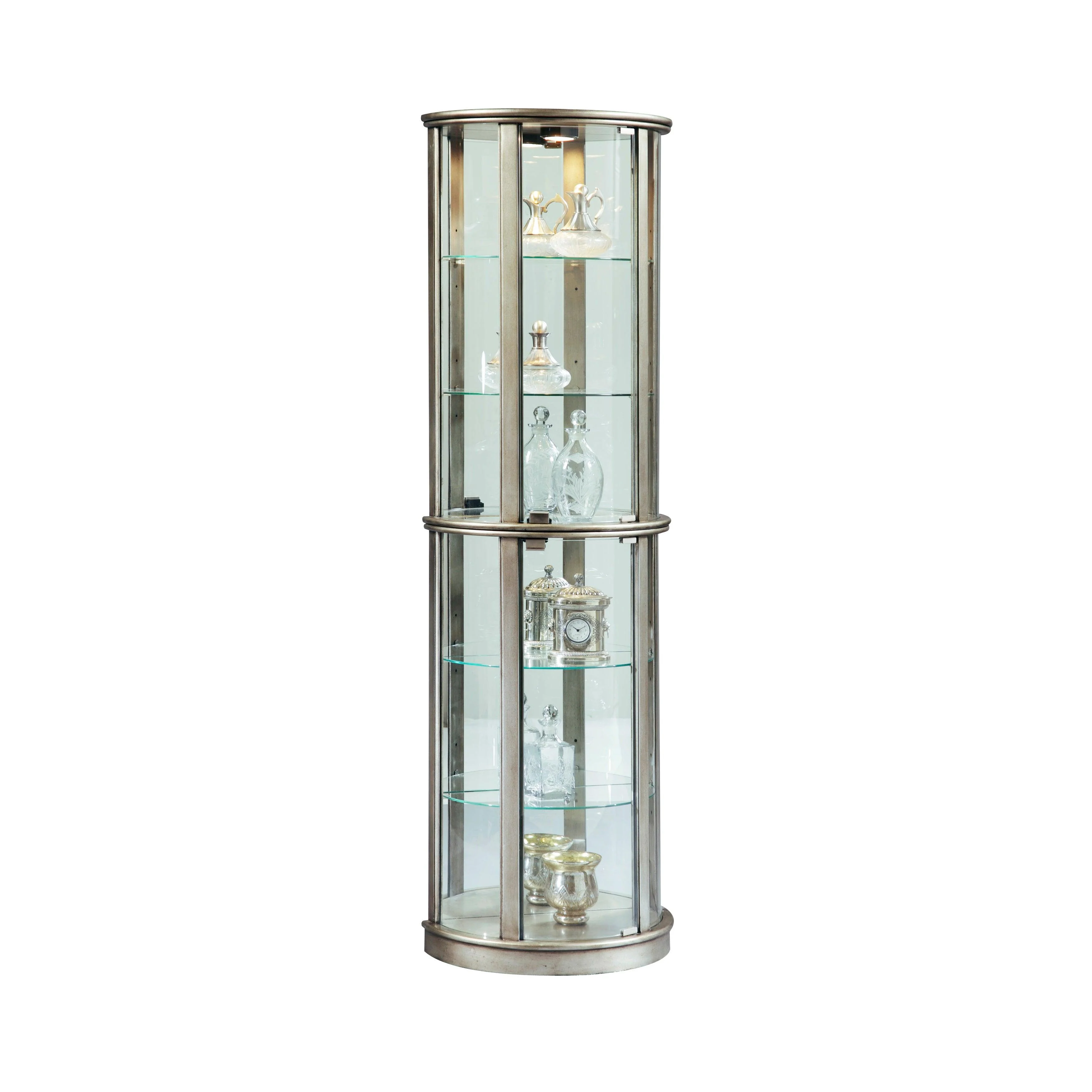 Lighted Half Round 5 Shelf Curio Cabinet - Remutear