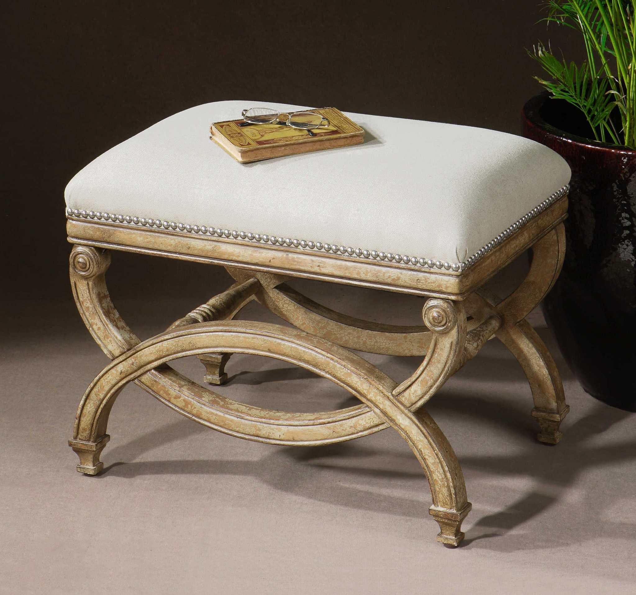 Karline Natural Linen Small Bench - Remutear