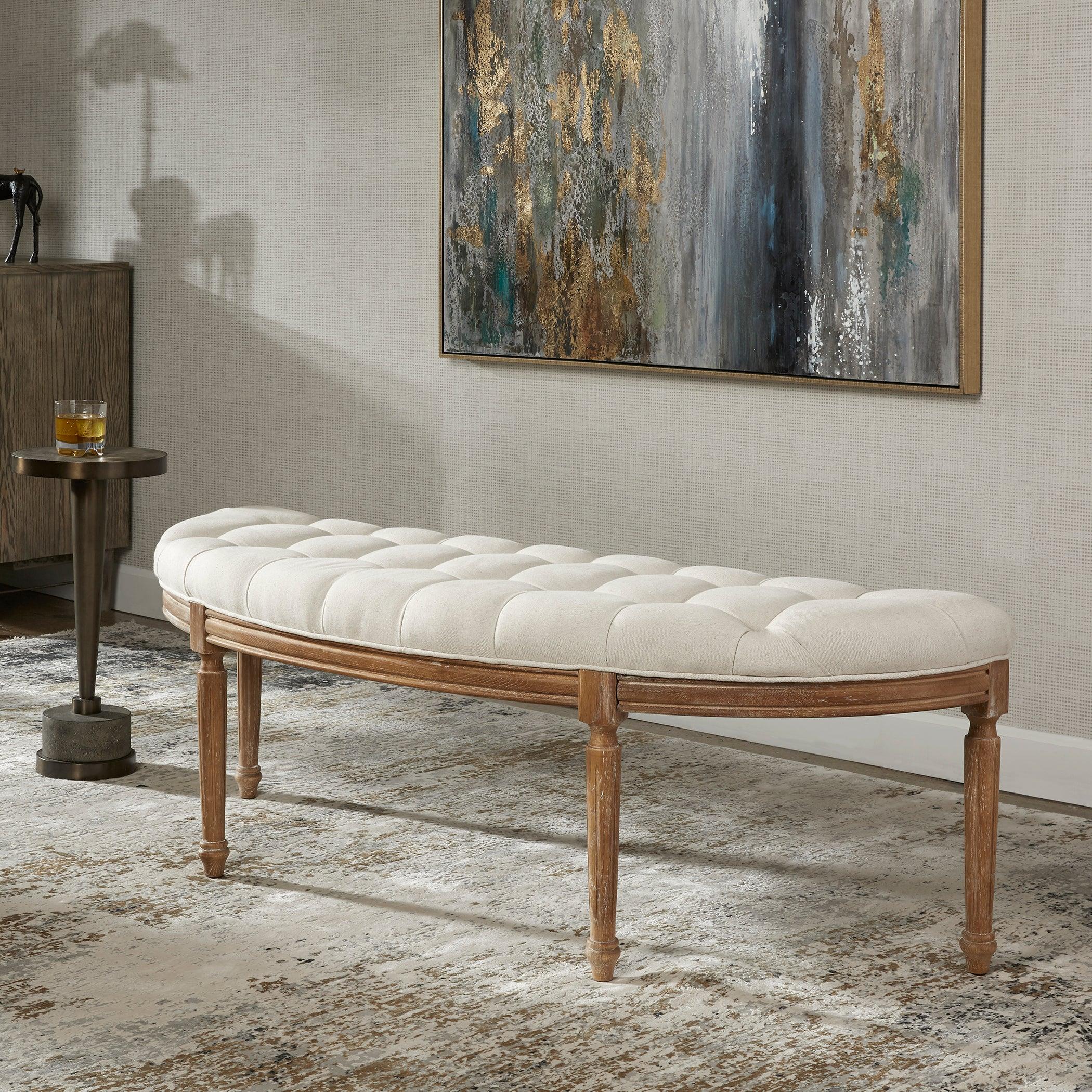 Leggett Tufted White Bench - Remutear