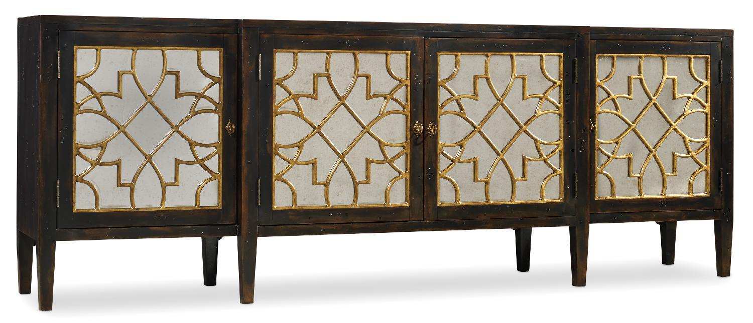 Sanctuary Four Door Mirrored Console- Ebony - Remutear
