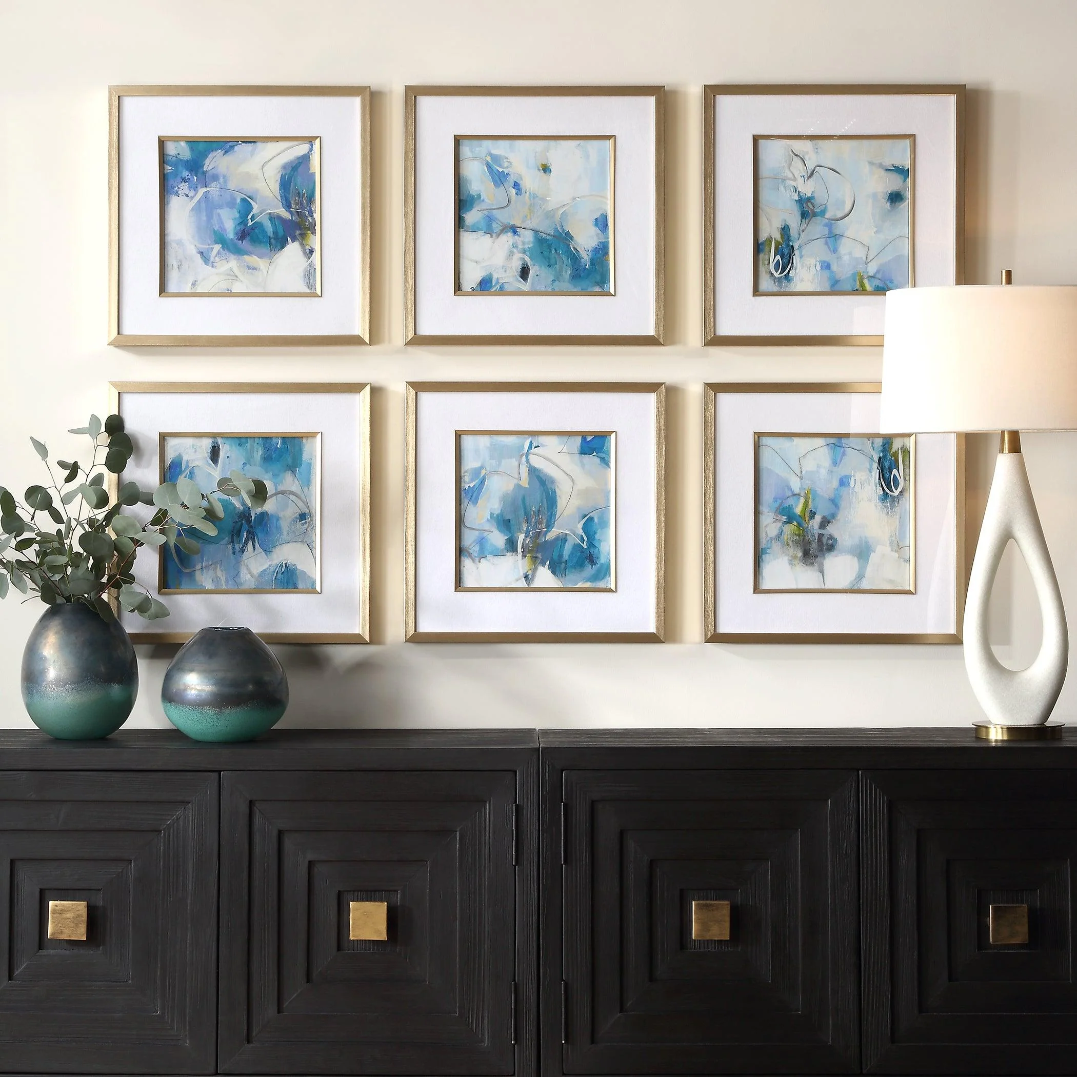 Fresh Start Blue Abstract Prints, S/6 - Remutear