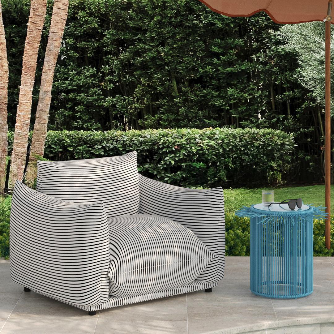 Rafa Blue Outdoor Side Table - Remutear