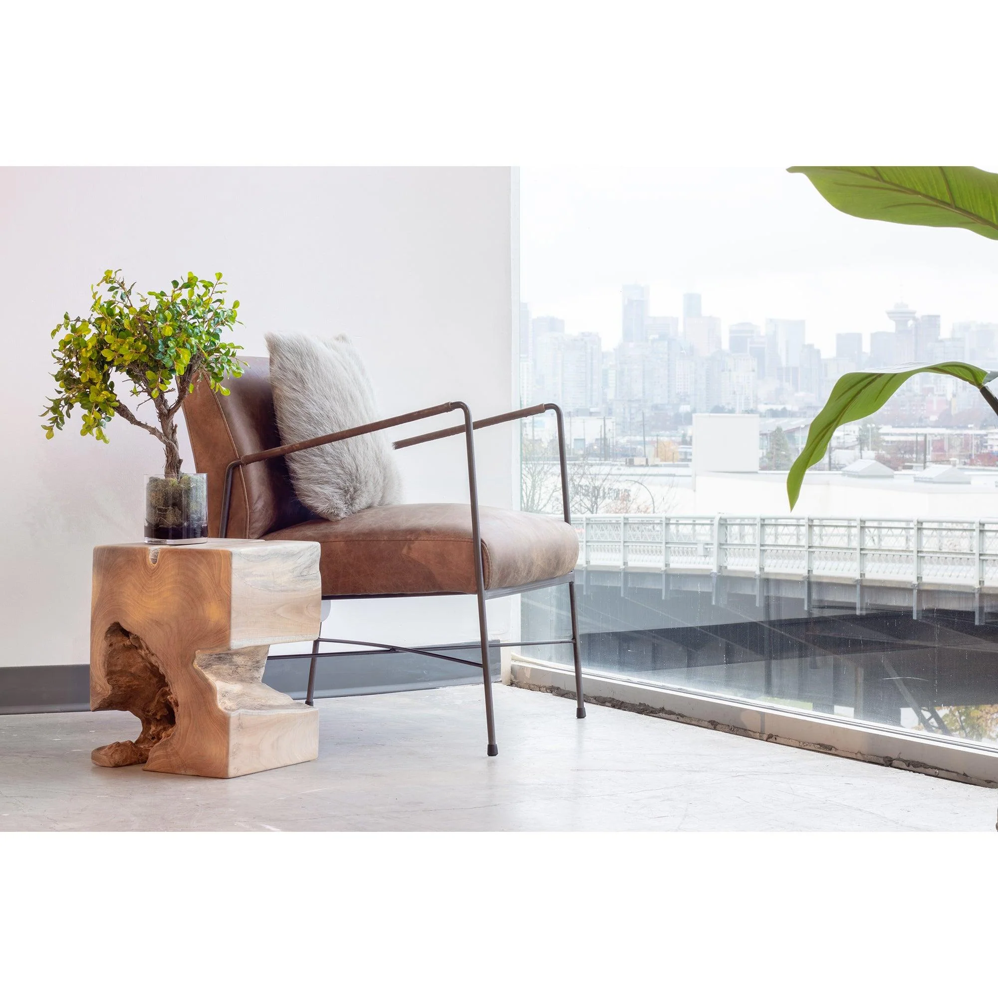 Dagwood Leather Arm Chair Open Road Brown Leather - Remutear