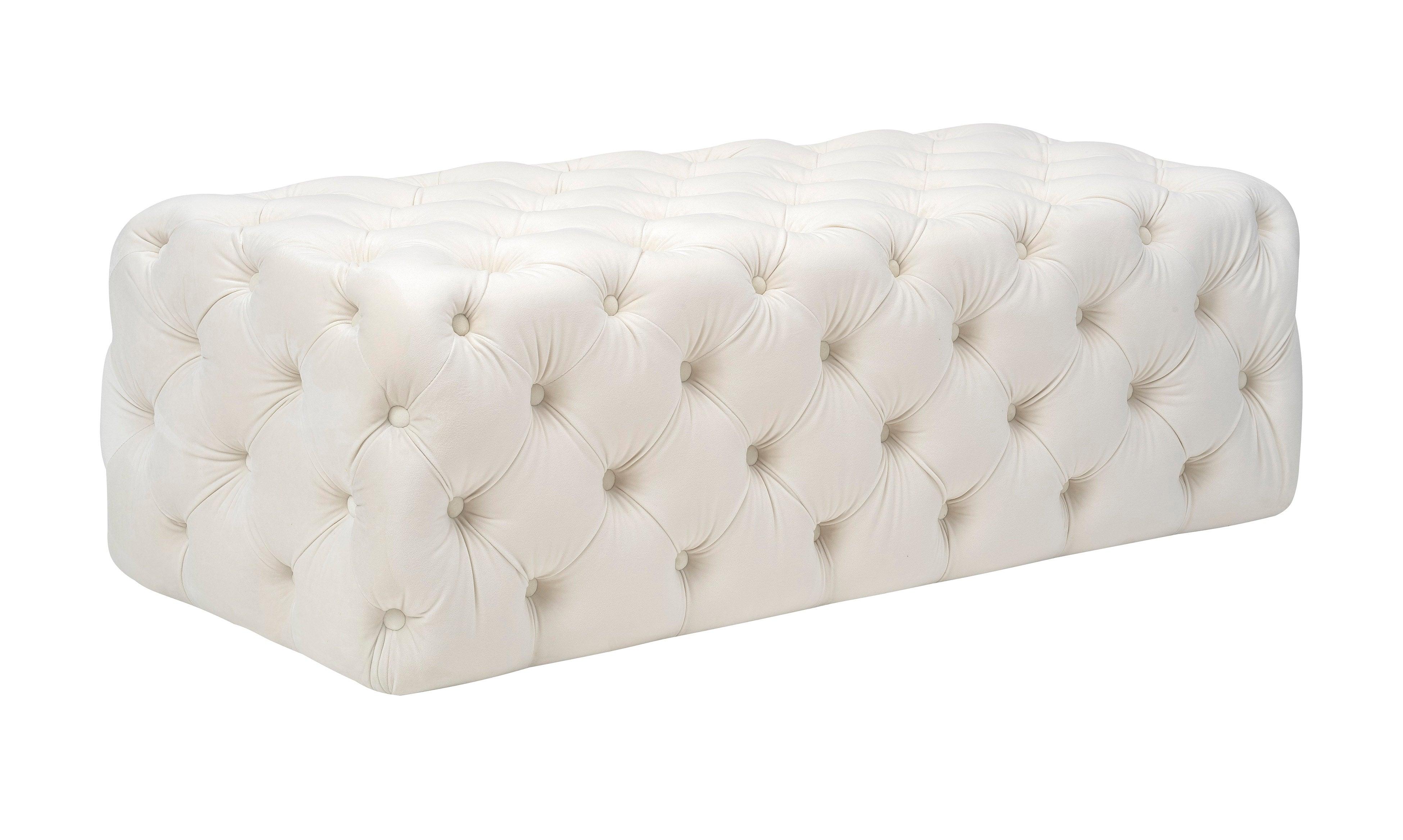 Kaylee Cream Velvet Ottoman - Remutear