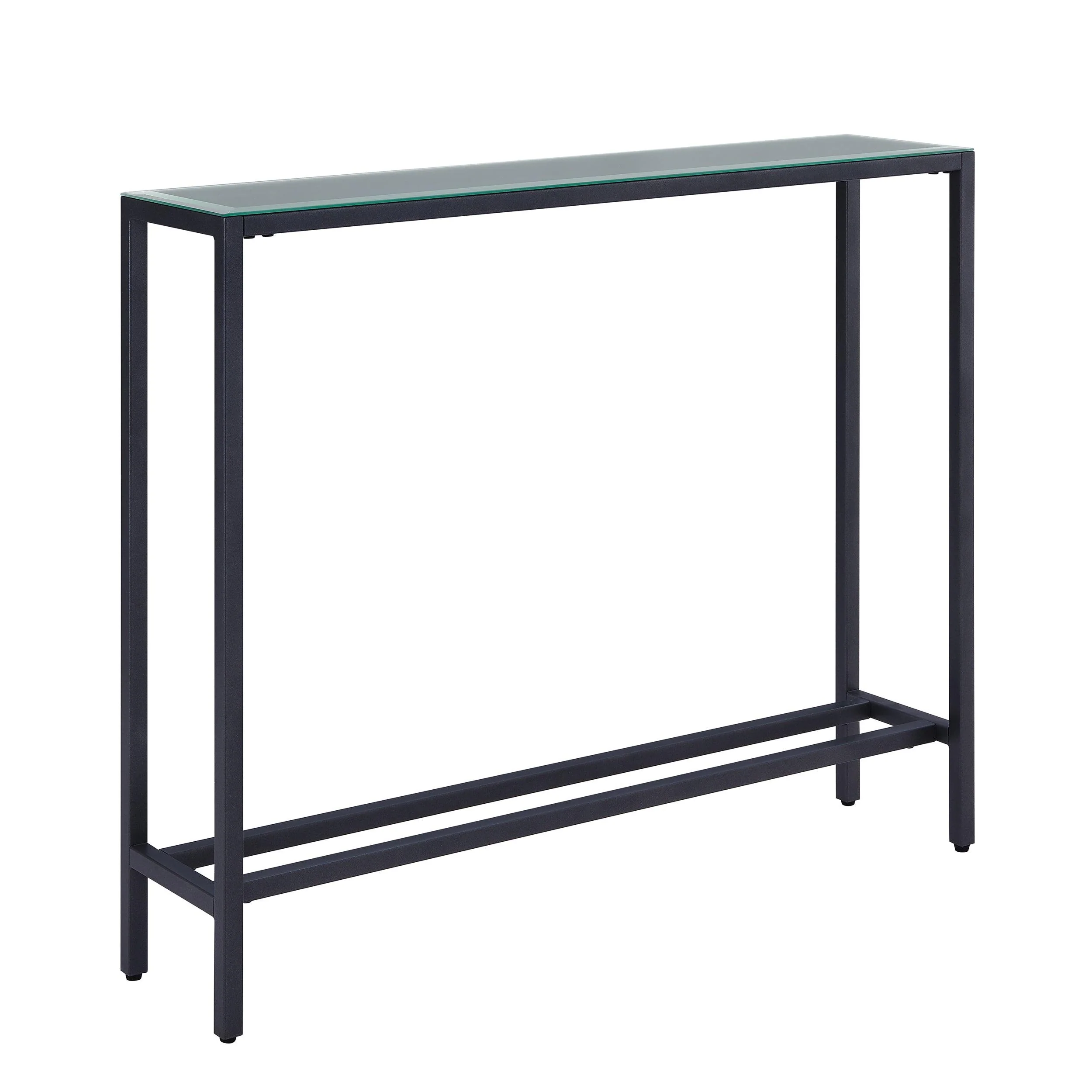 Darrin Narrow Mini Console Table w/ Mirrored Top – Gunmetal Gray - Remutear