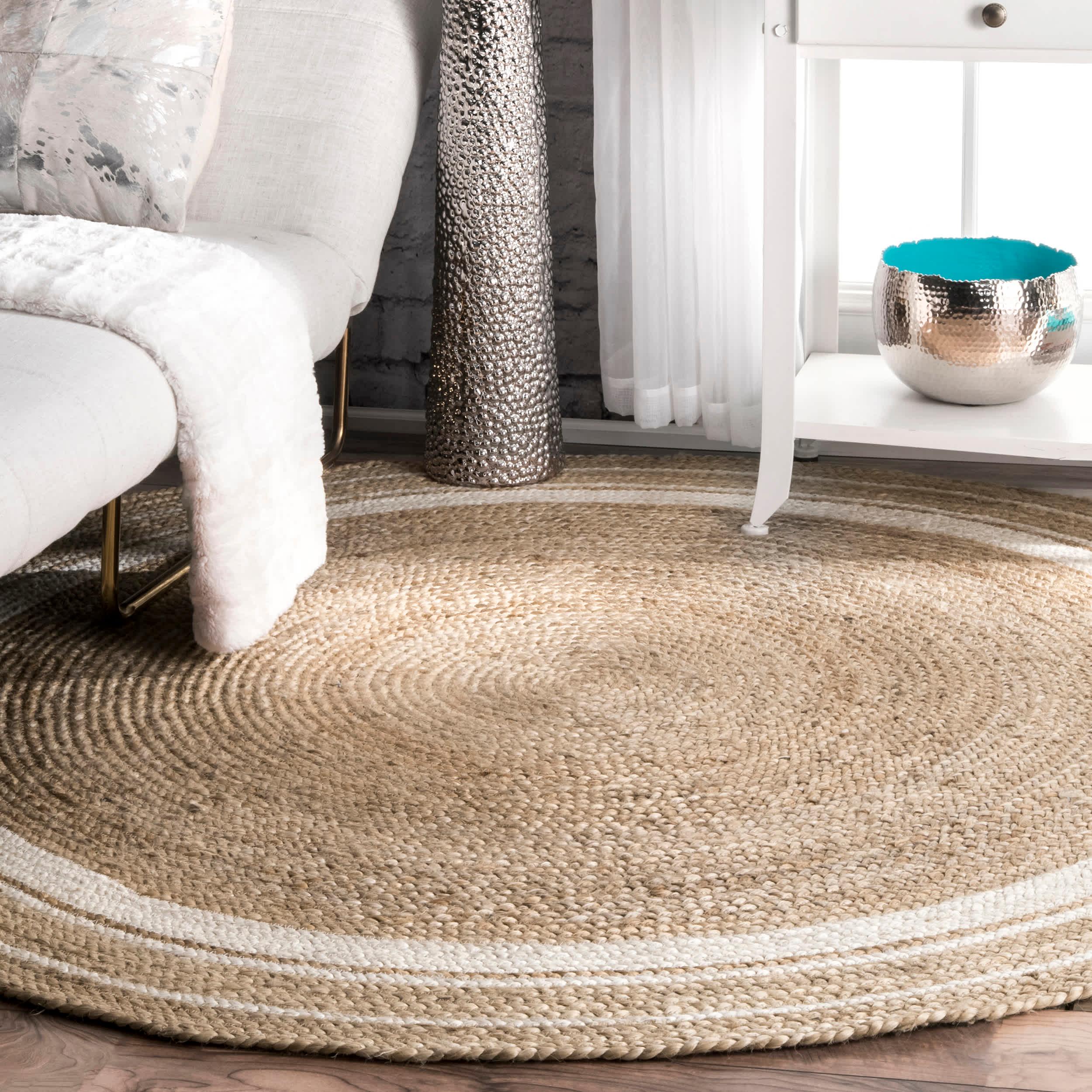 Braided Rikki Border Jute Area Rug - Remutear