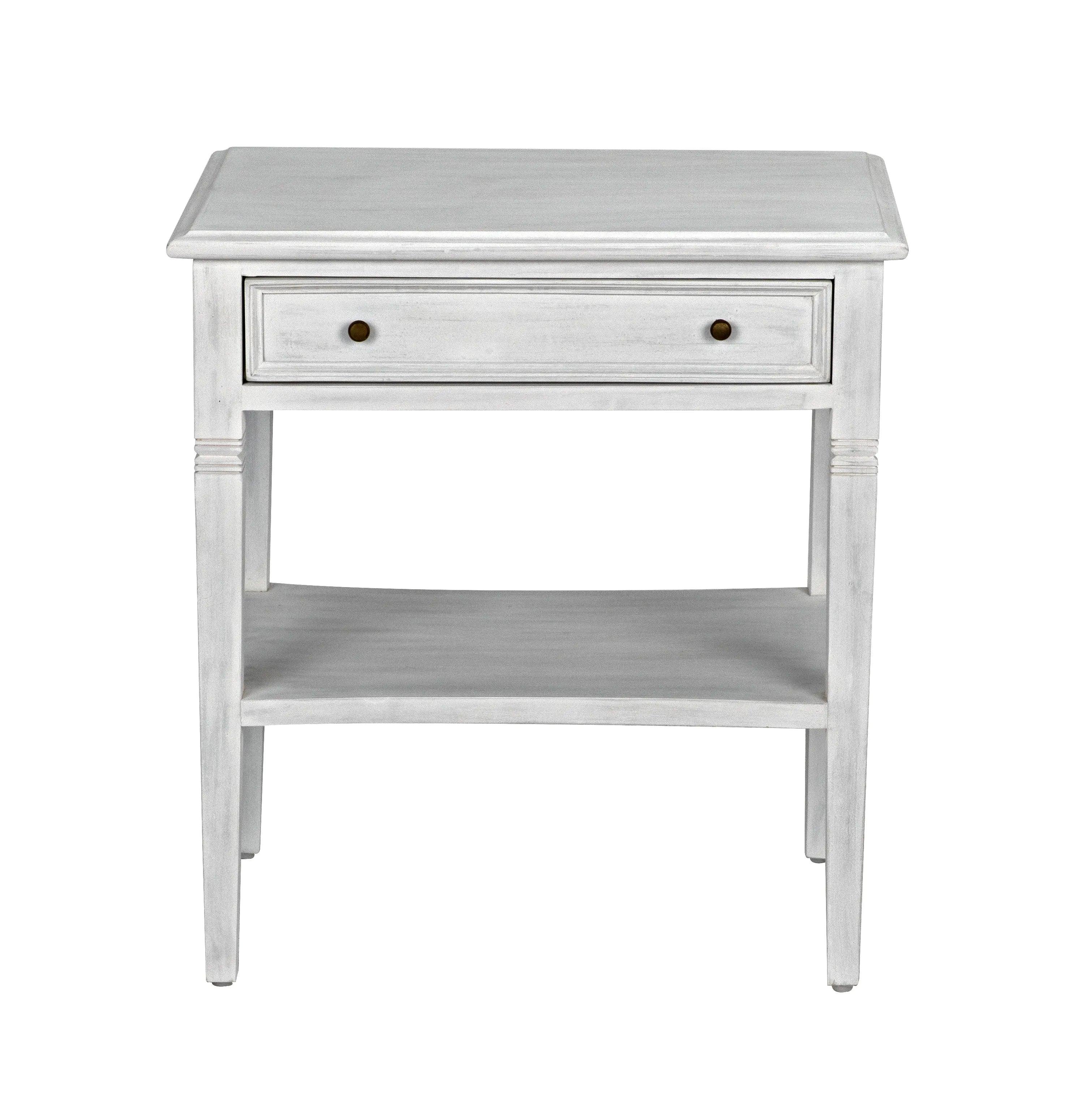 Oxford 1-Drawer Side Table, White Wash - Remutear